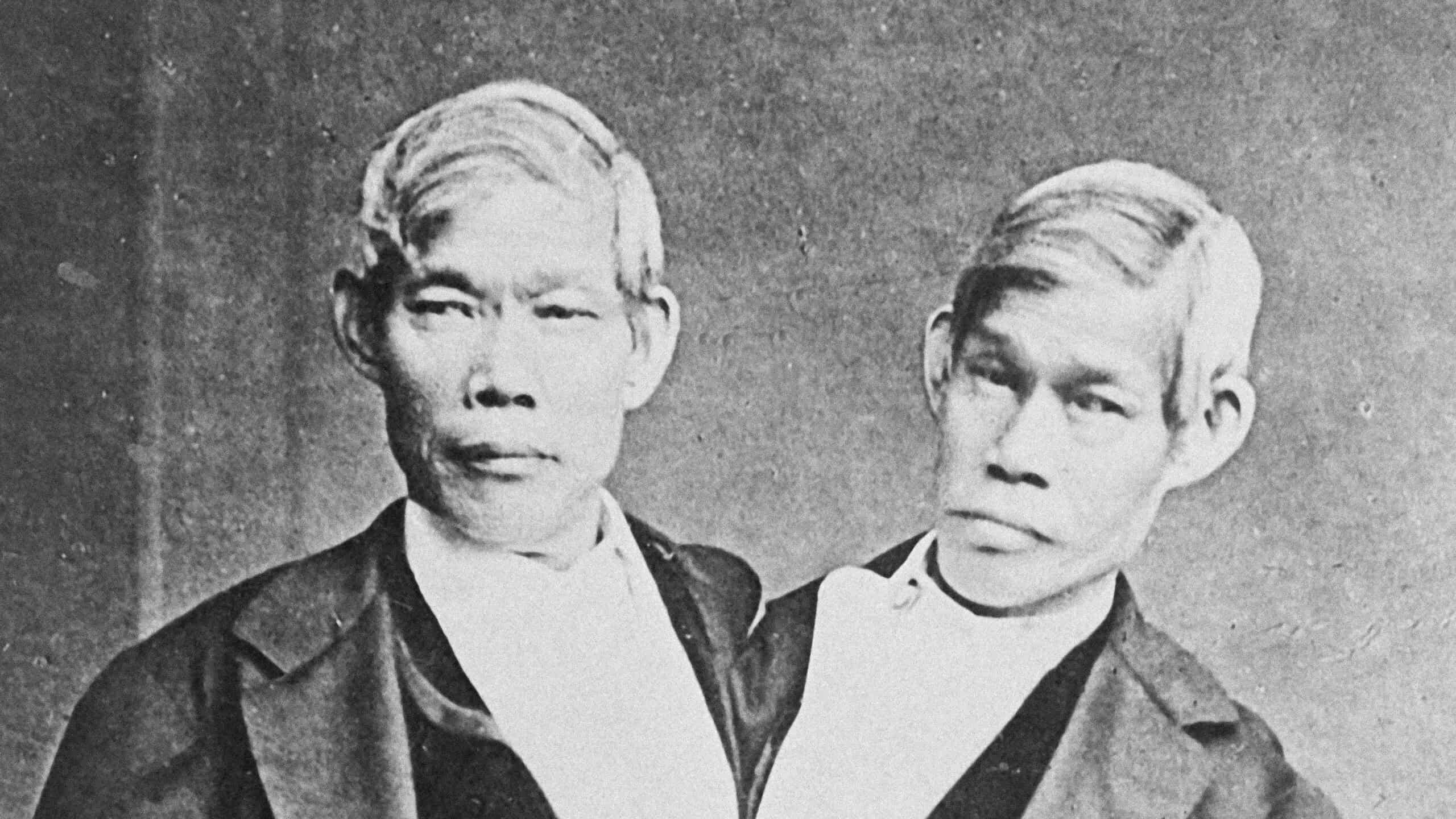 Photograph of Chang and Eng Bunker in their later years.
