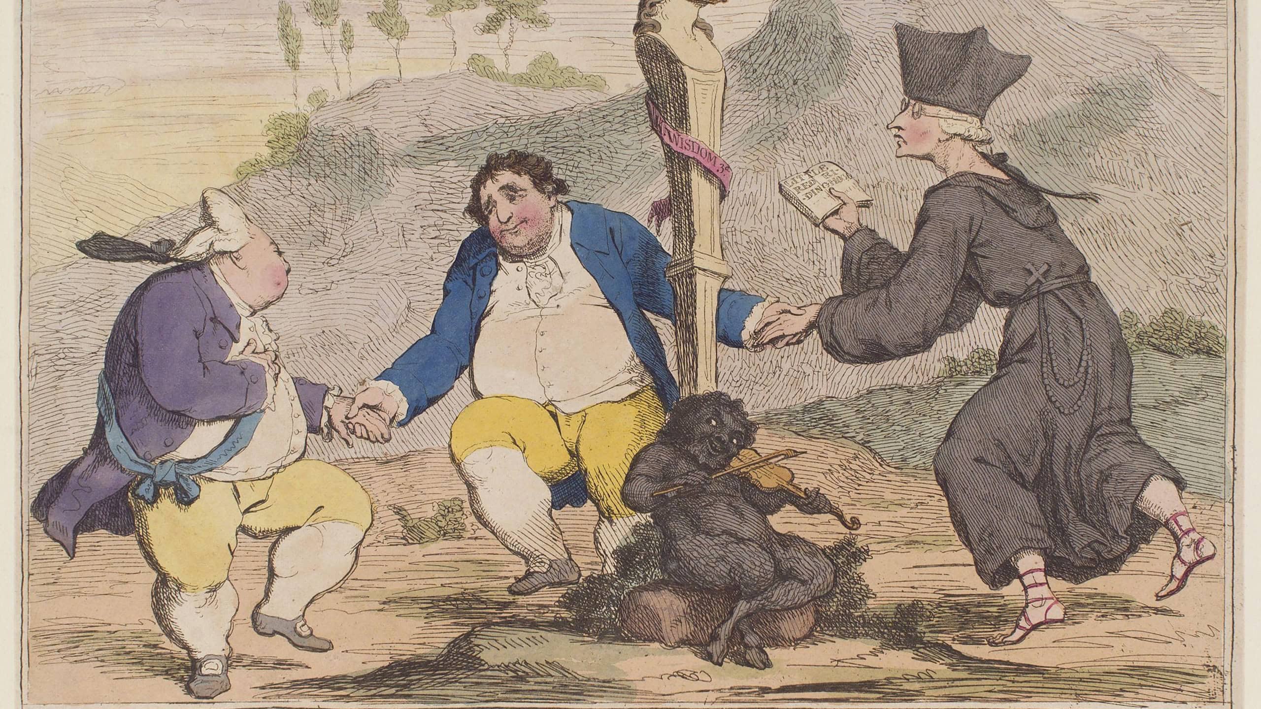 Coalition dance' (Frederick North, 2nd Earl of Guilford; Charles James Fox; Edmund Burke), by James Gillray