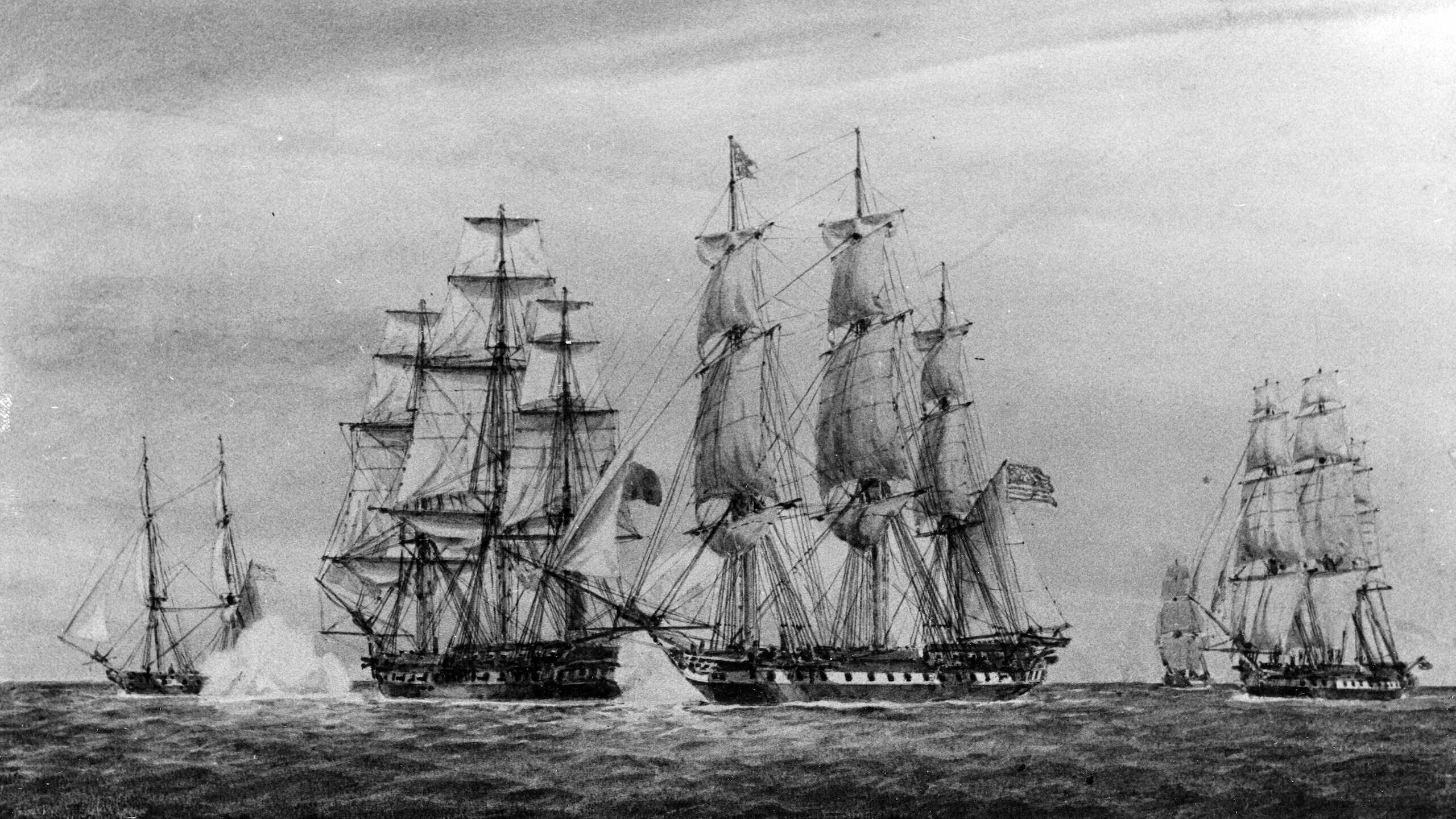 Commodore Decatur’s Squadron capturing the Algerian pirate ship Mashuda
