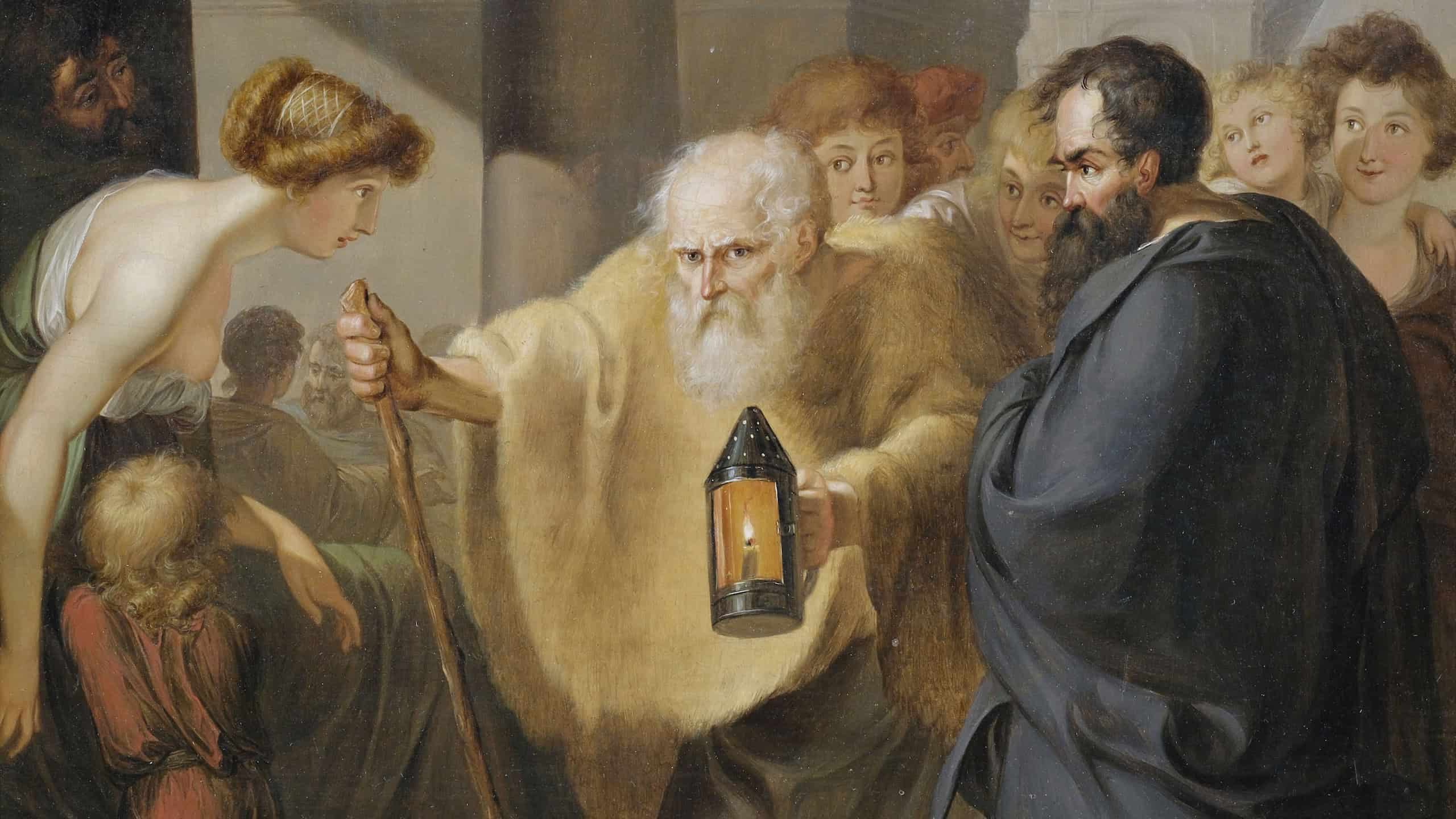 Diogenes with his lamp, searching for humans