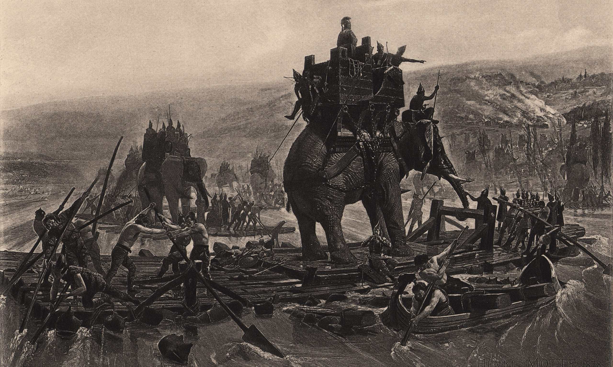 Hannibal traverse le Rhône Henri Motte 1878