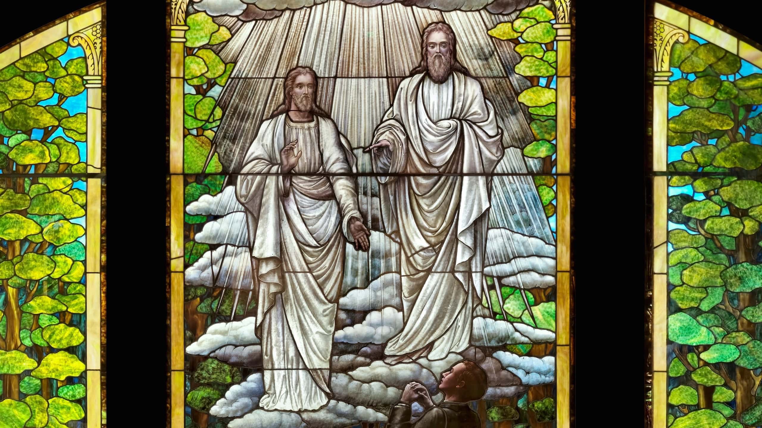 Joseph Smith's First Vision in Stained Glass at the LDS Church History Museum