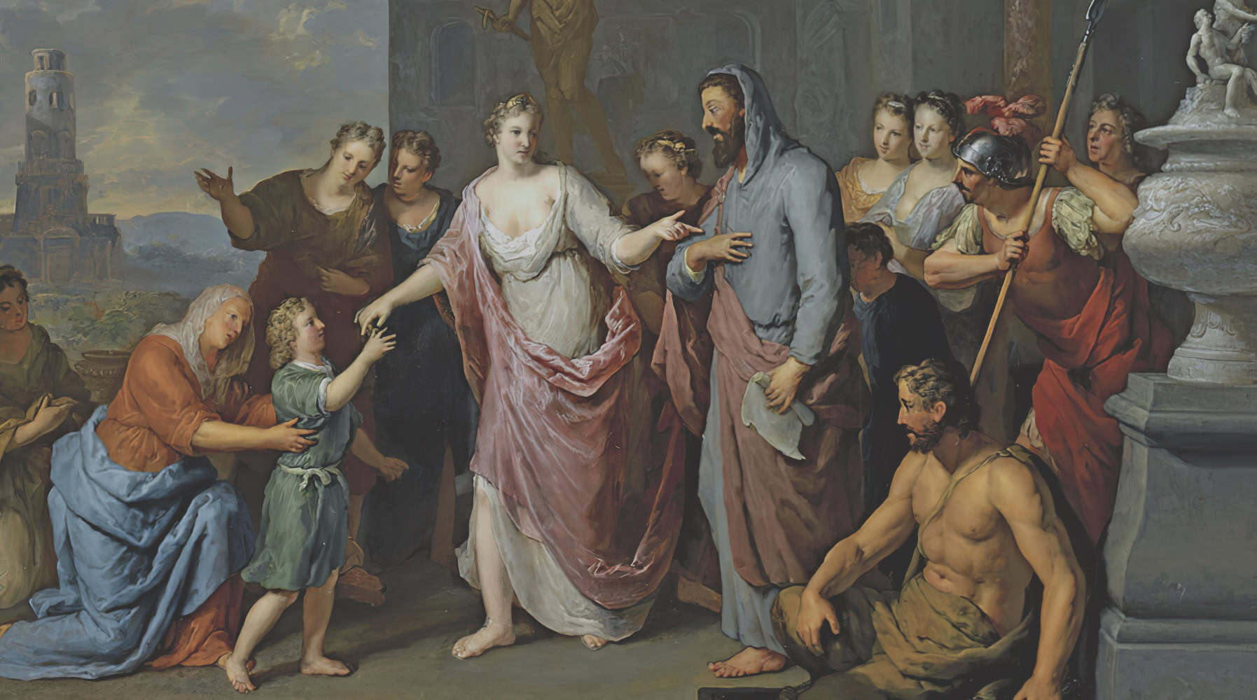 Olympias presenting the young Alexander the Great to Aristotle by Gerard Hoet