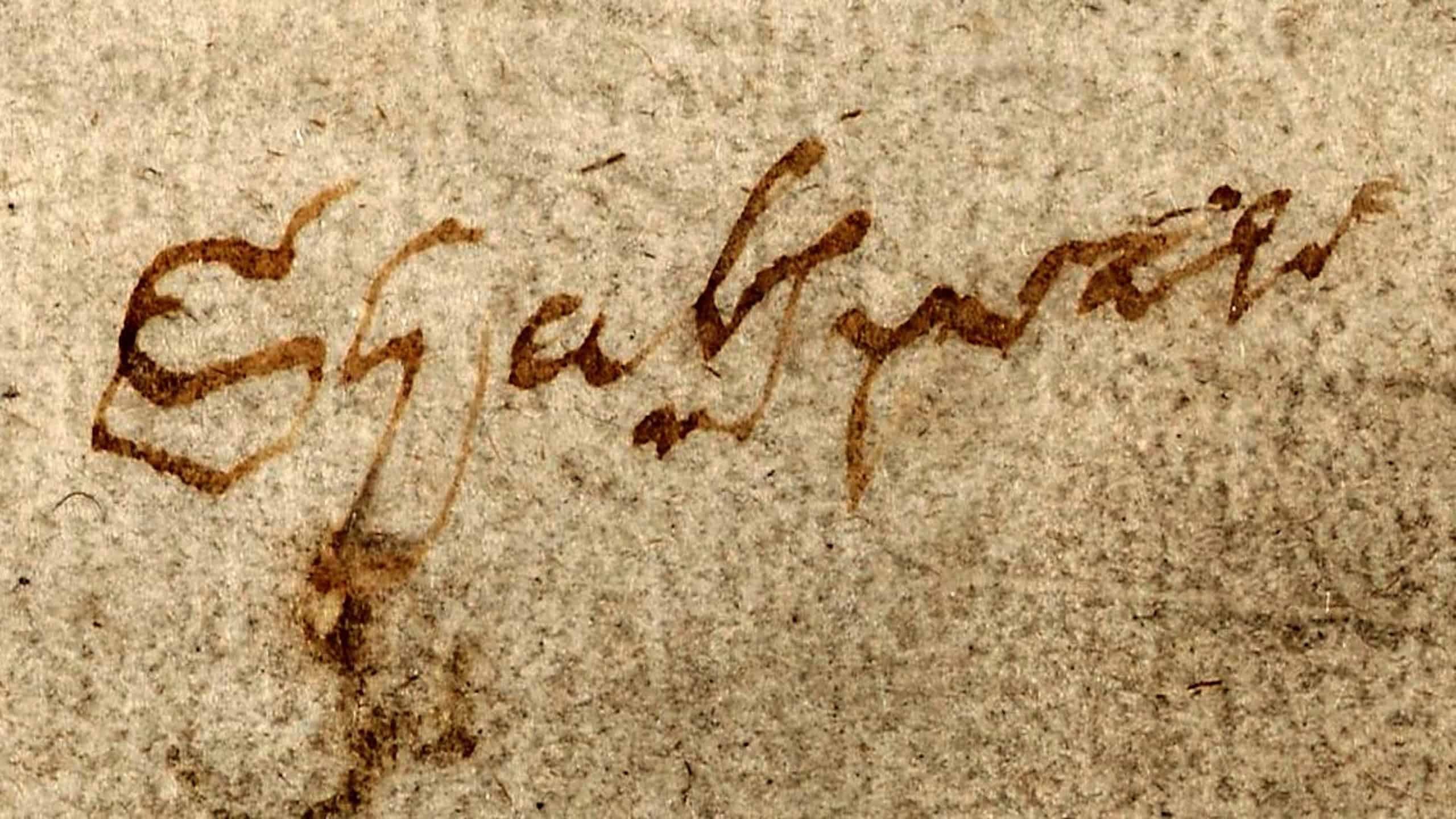 Scan of image of signature from third page of Shakespeare's will, enhanced with image software