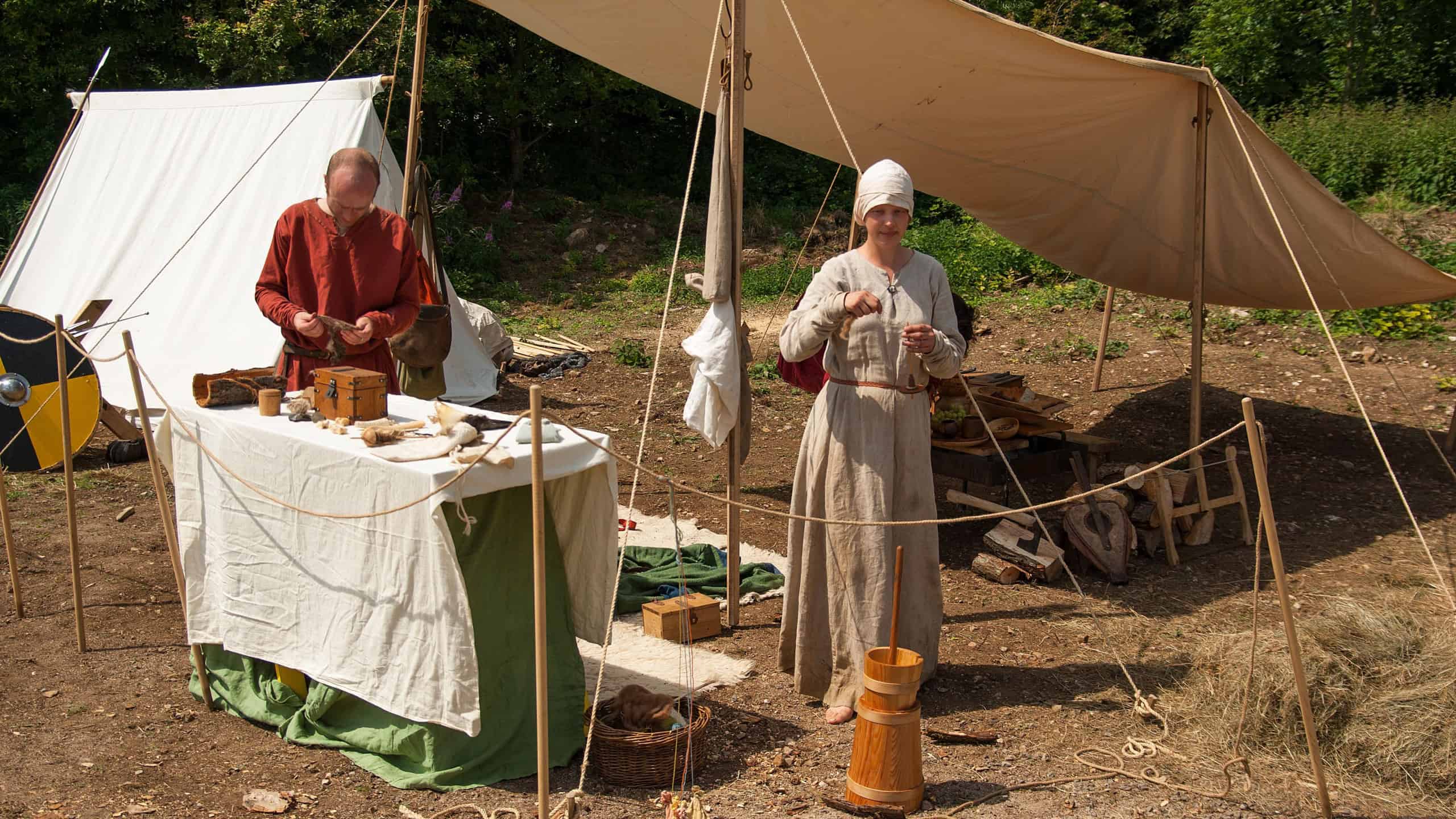 Medieval village re-enactment event in summer