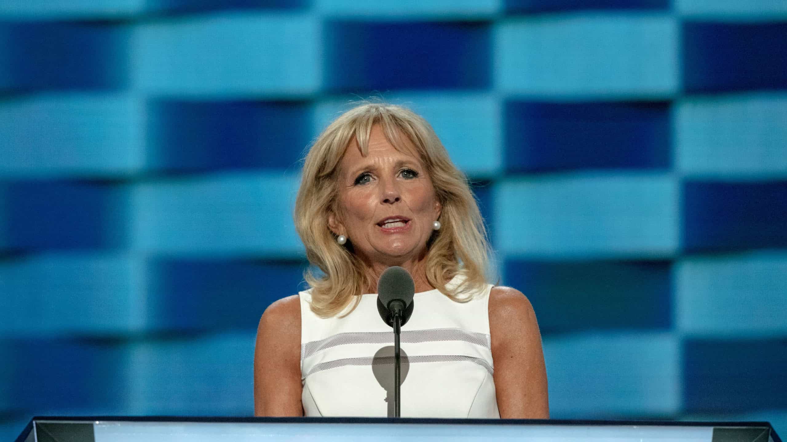 Philadelphia, Pennsylvania, USA, July 27, 2016Dr. Jill Biden delivers her address at the podium of the Democratic National Nominating Convention