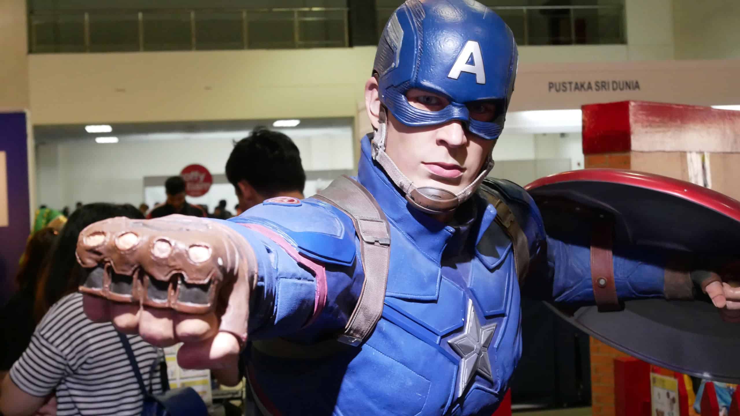 Fictional character action figure Captain America from Marvel comics & movies.