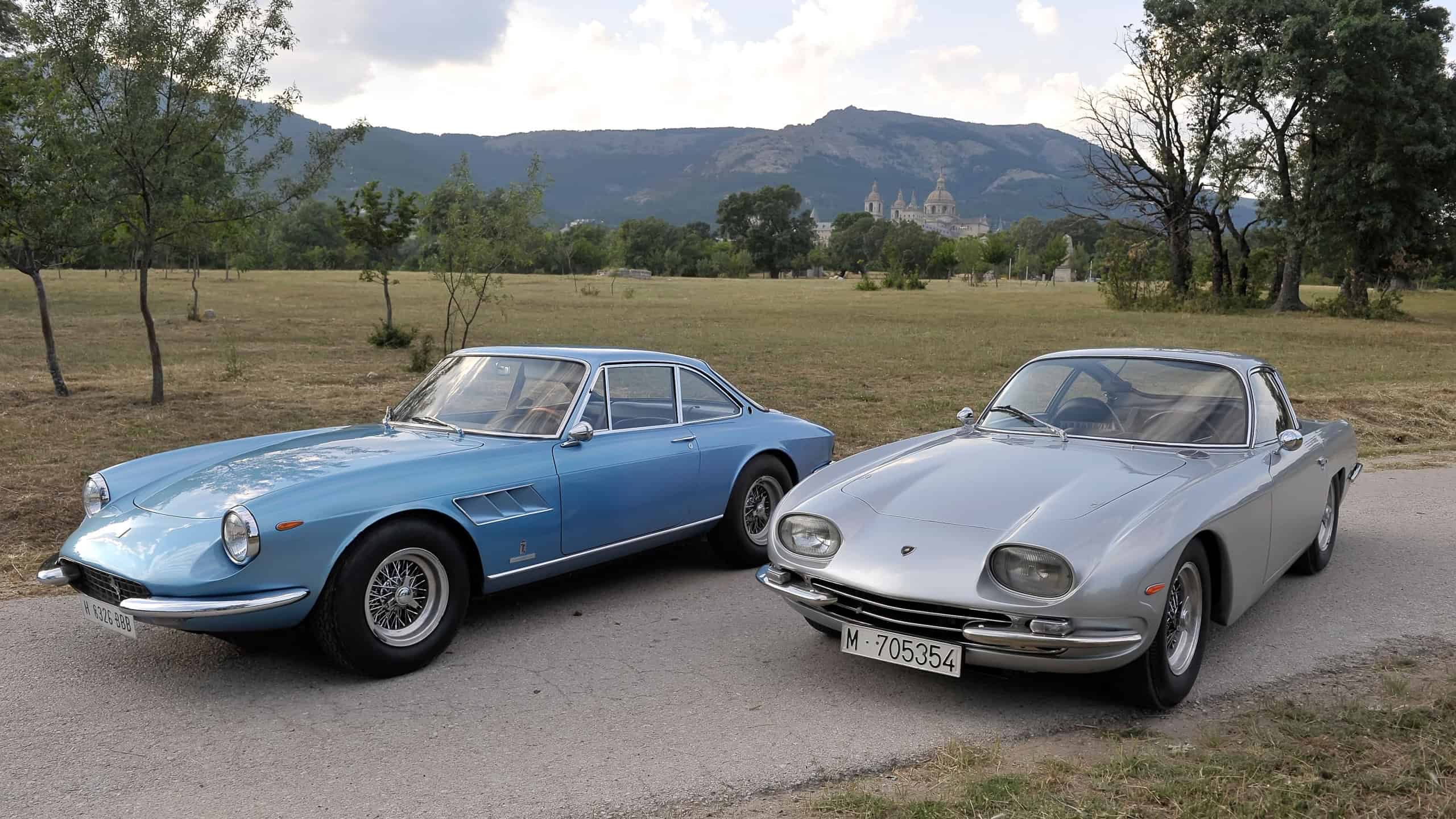 El Escorial, Madrid, Spain.07/02/2010 Ferrari 330 vs Lamborghini 400 gt