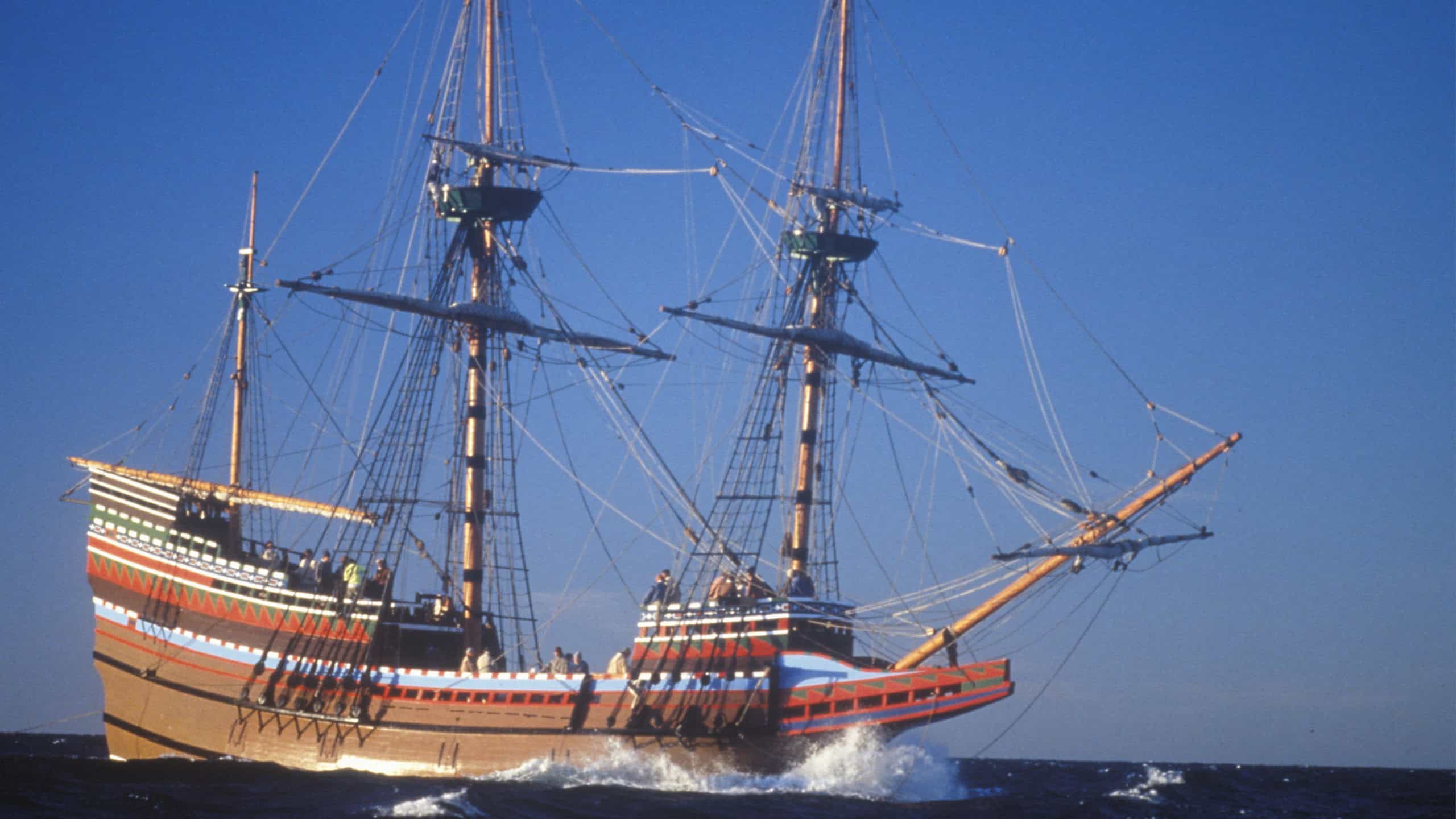 Mayflower Replica on sea, Massachusetts