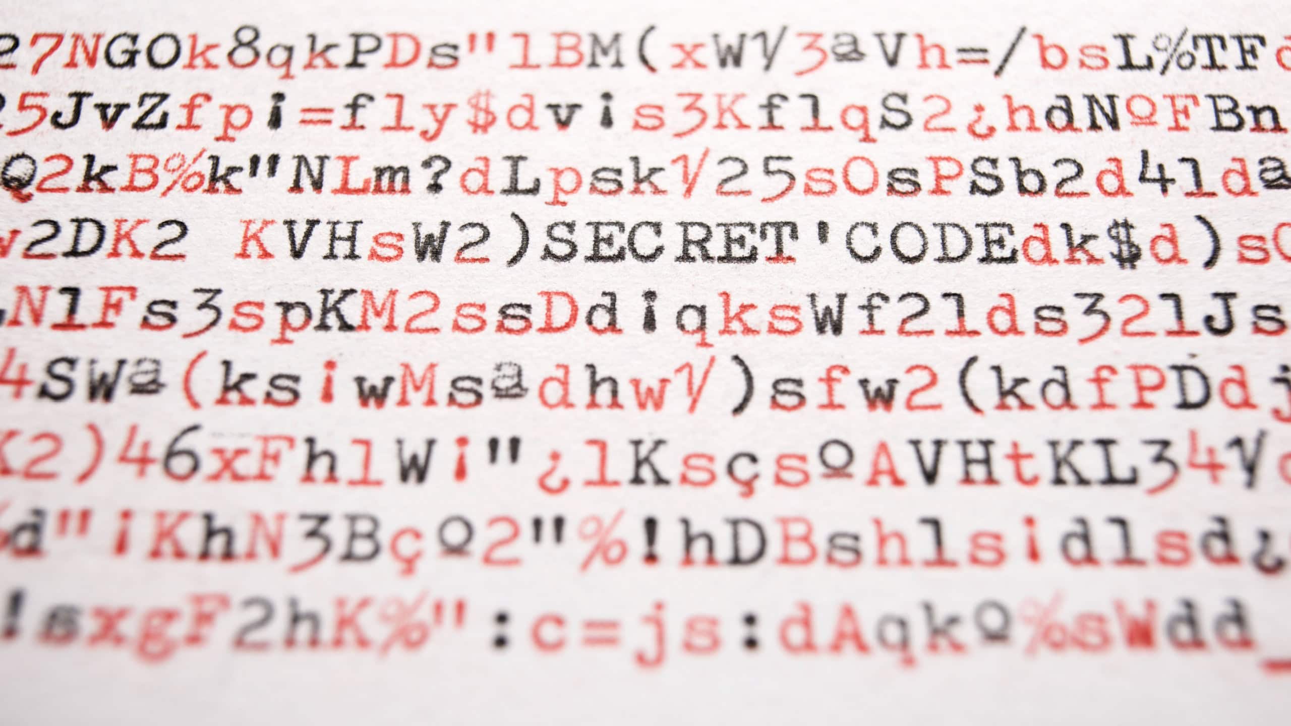 Secret code words written with a typewriter.
