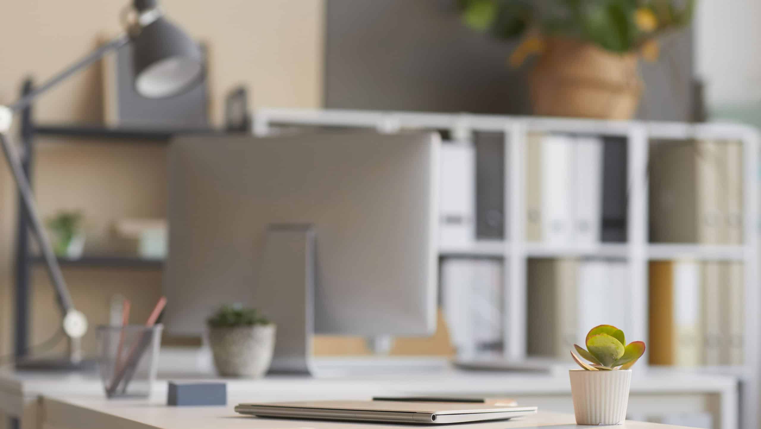 Close-up of laptop on the table for online work at home