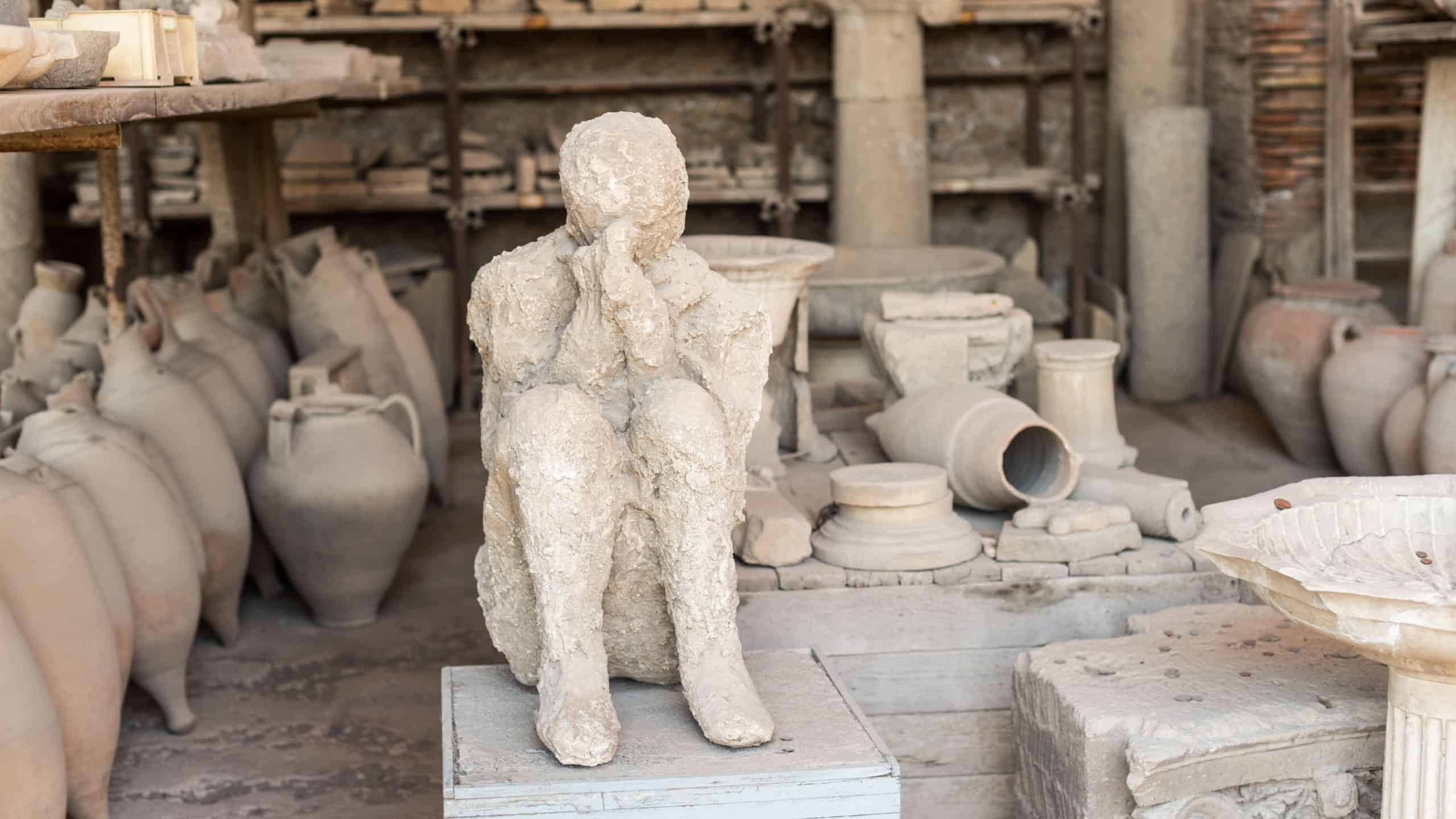 View of the Roman archaeological site of Pompeii, in Italy.
