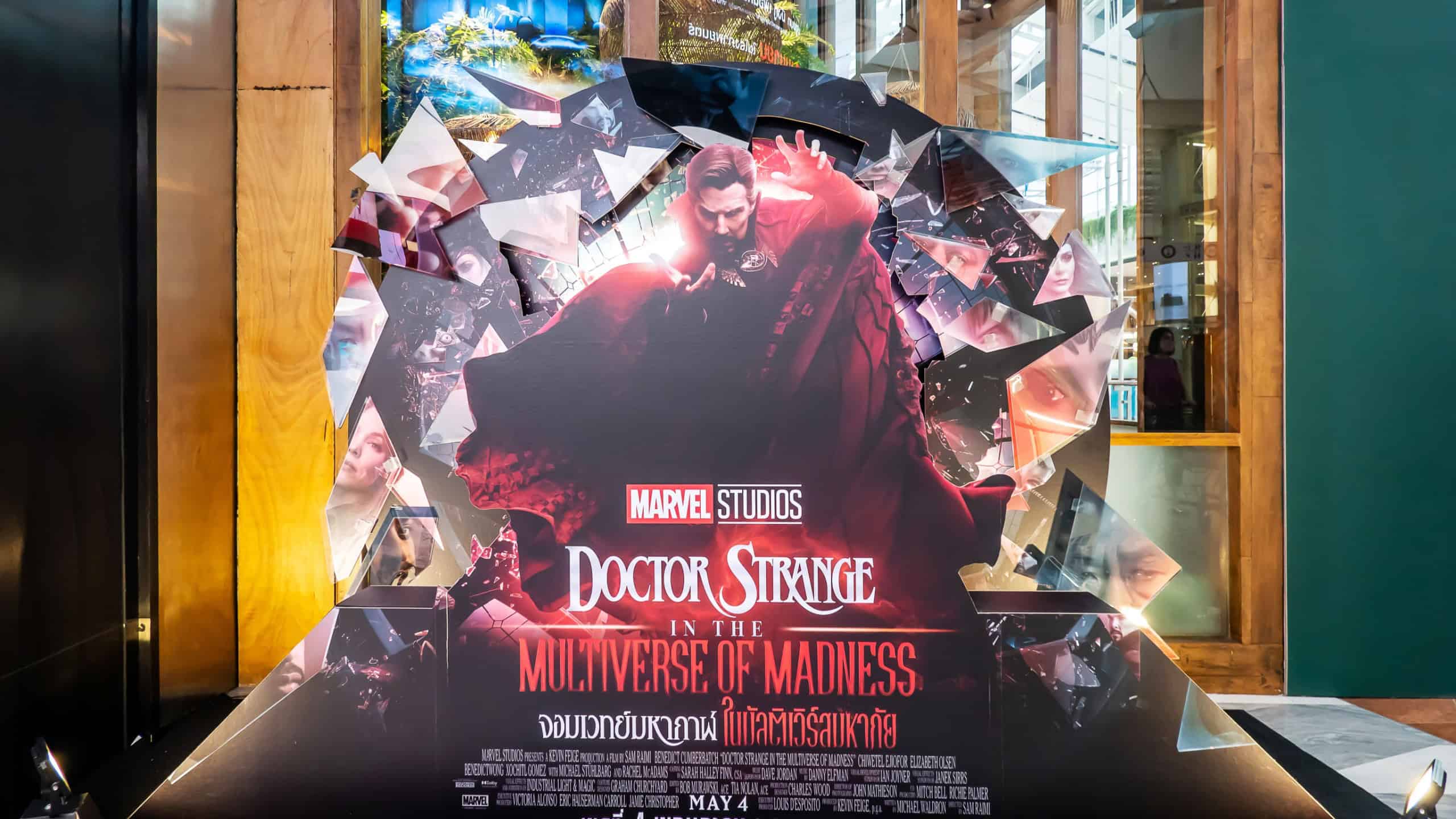 A beautiful standee of a movie called Doctor Strange in the Multiverse of Madness produced by Marvel Studio Display