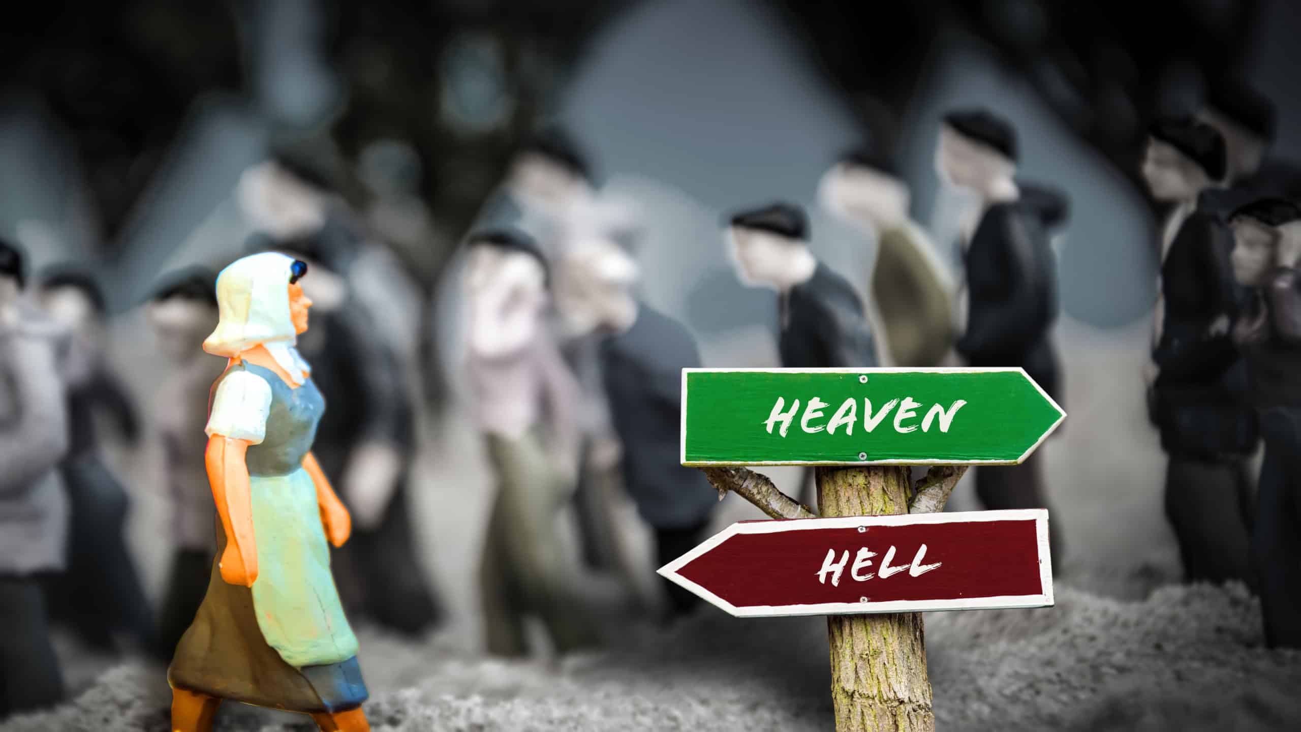 Street Sign the Direction Way to Heaven versus Hell