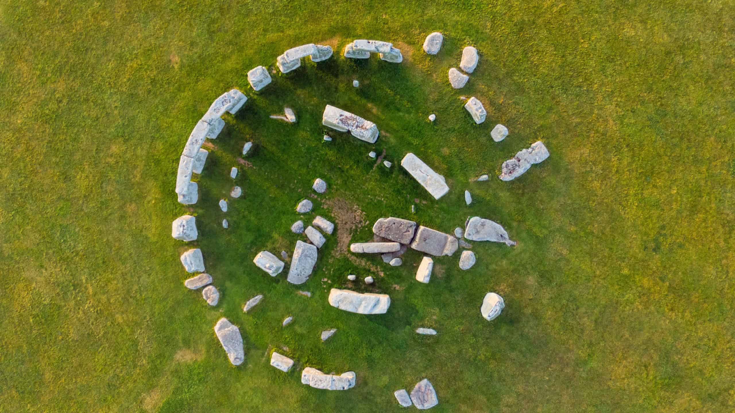 Stonehenge viewed from above, UNESCO World Heritage Site, Salisbury Plain, Wiltshire, England, United Kingdom, Europe