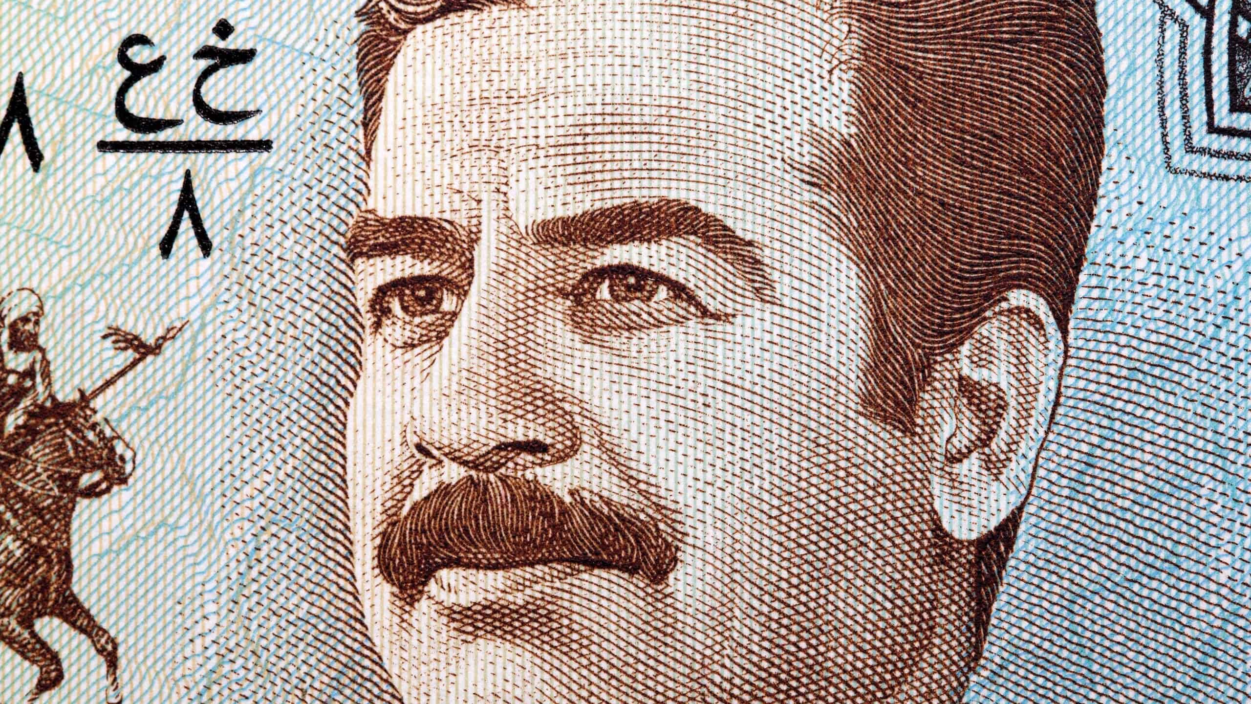Saddam Hussein a closeup portrait from Iraqi money - Dinar