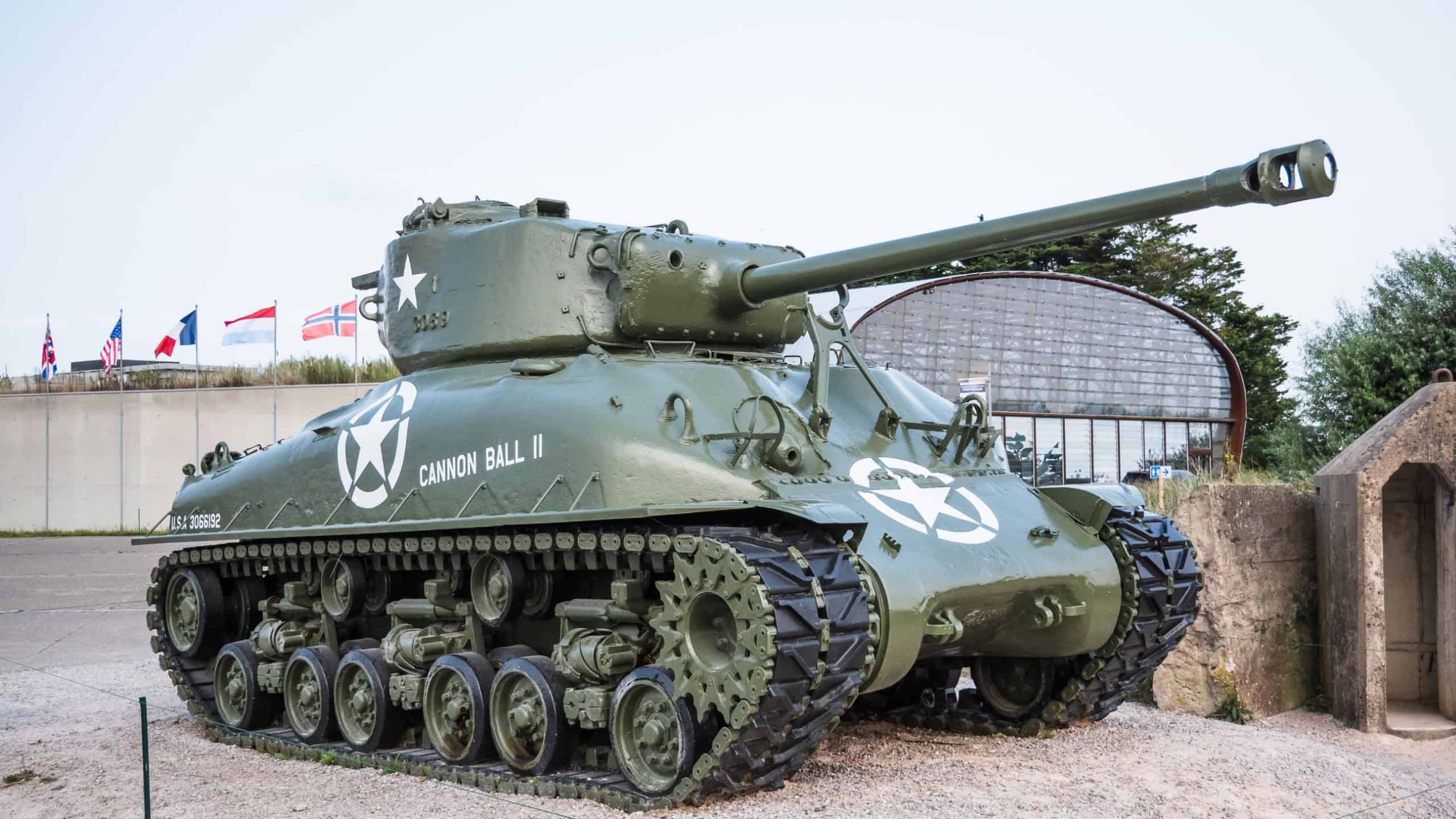 World War II US army tank at the museum of Utah Beach, Normandy, France