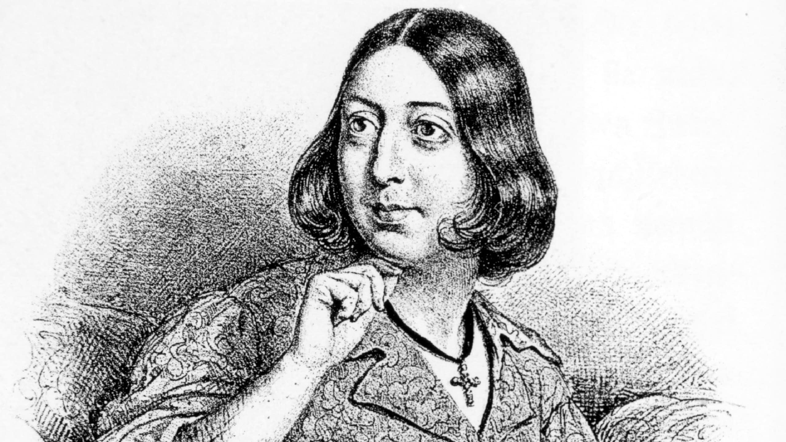 George Sand (1804-1876), lithograph by J. Boilin