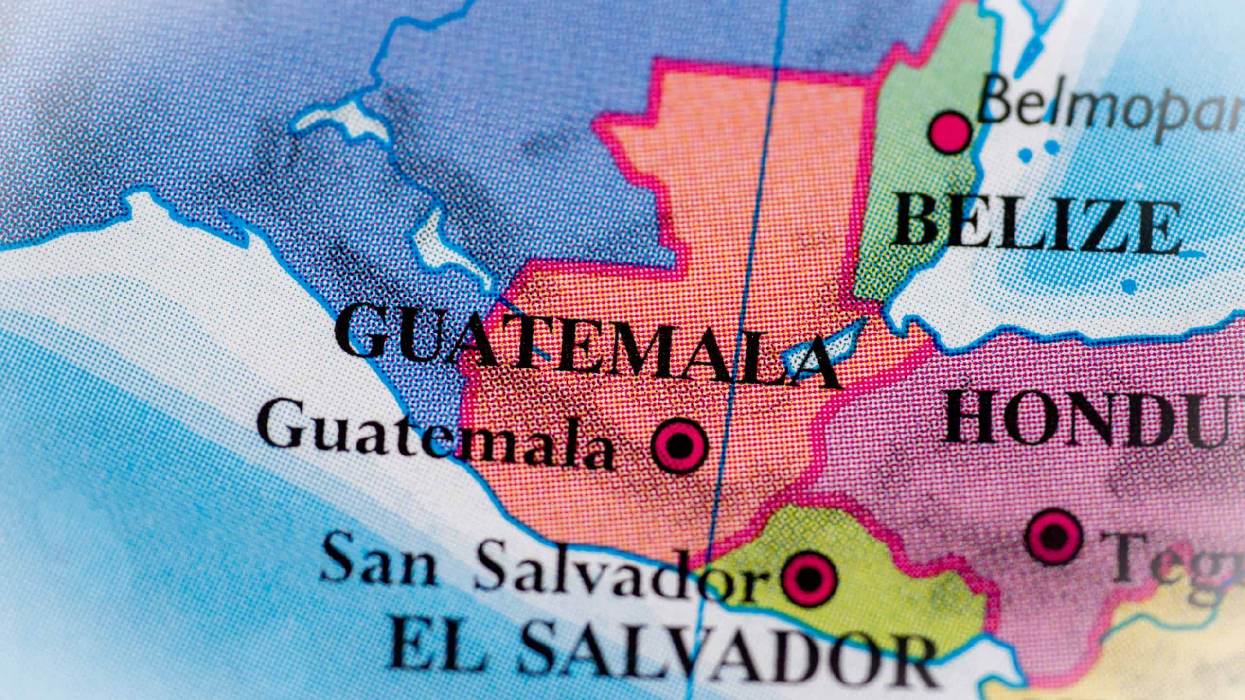 Guatemala highlighted on a world map.