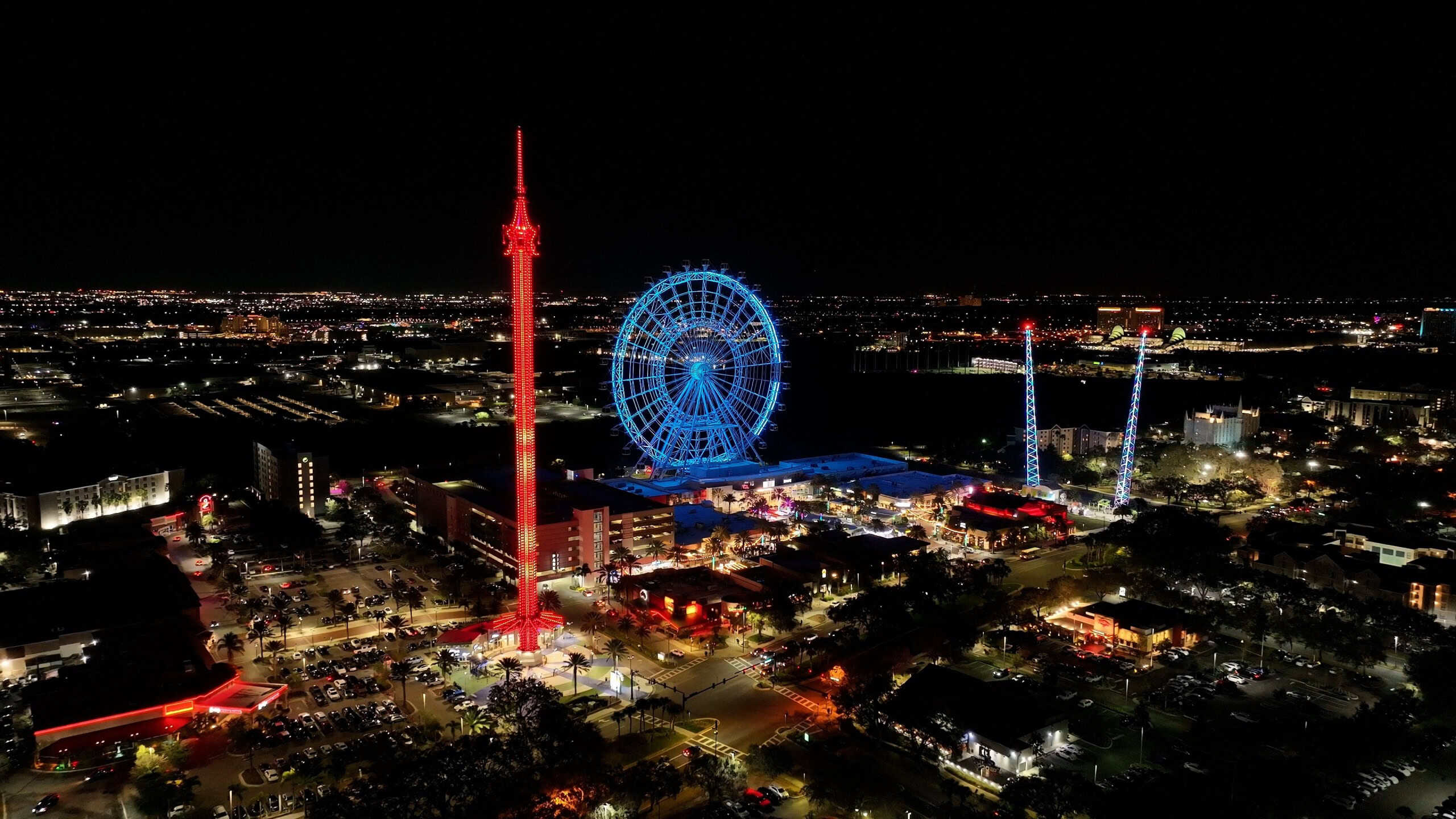 Night View Of Icon Park At Orlando In Florida United States. Night Stunning Landscape. Orlando United States