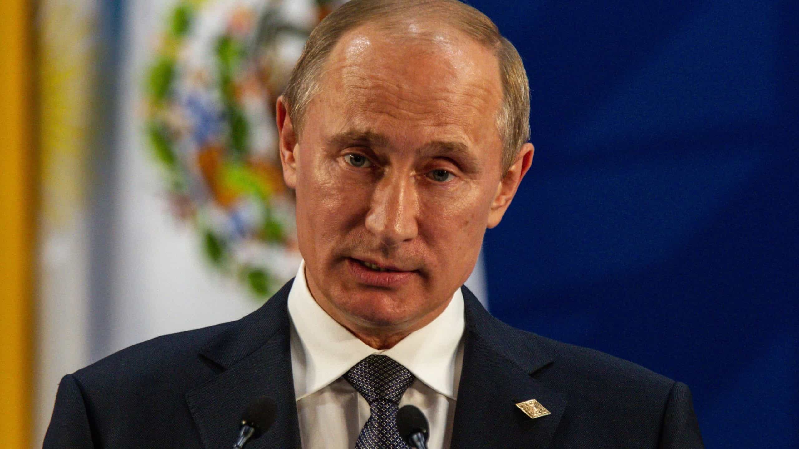 Russian President Vladimir Putin during a press conference at the G20 meeting in Mexico in 2013