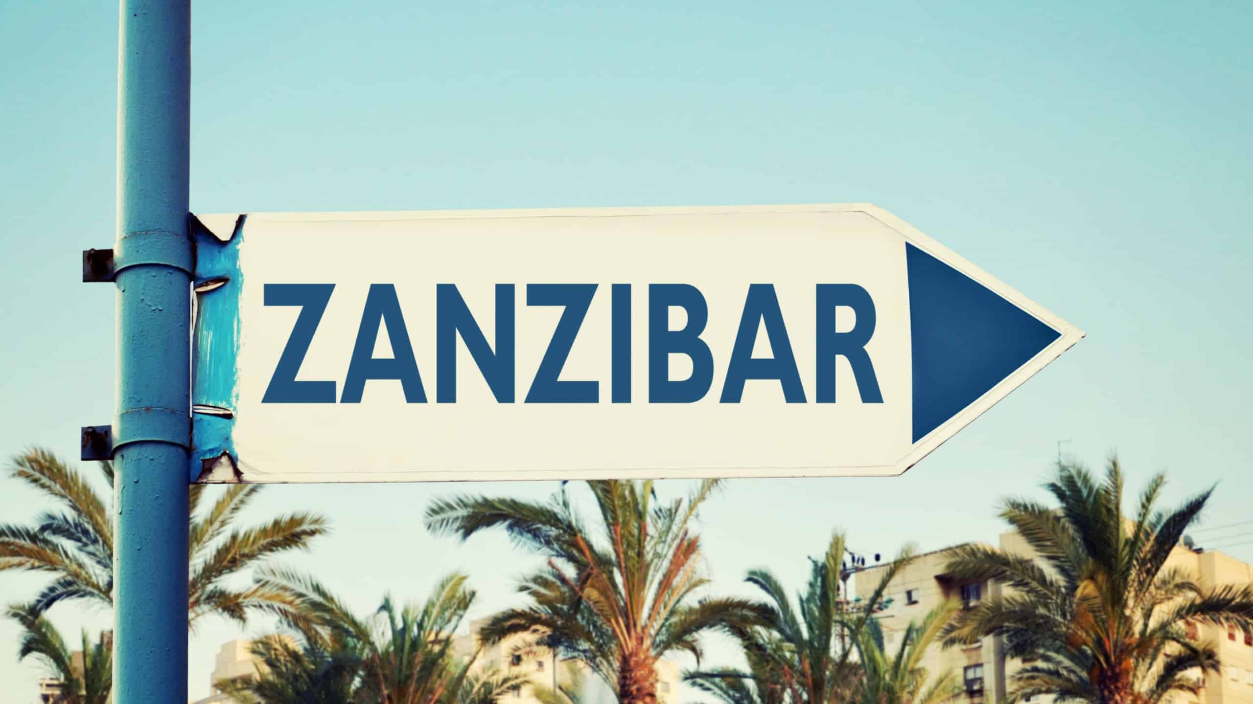 Zanzibar Road Sign, Africa. Travel Destination