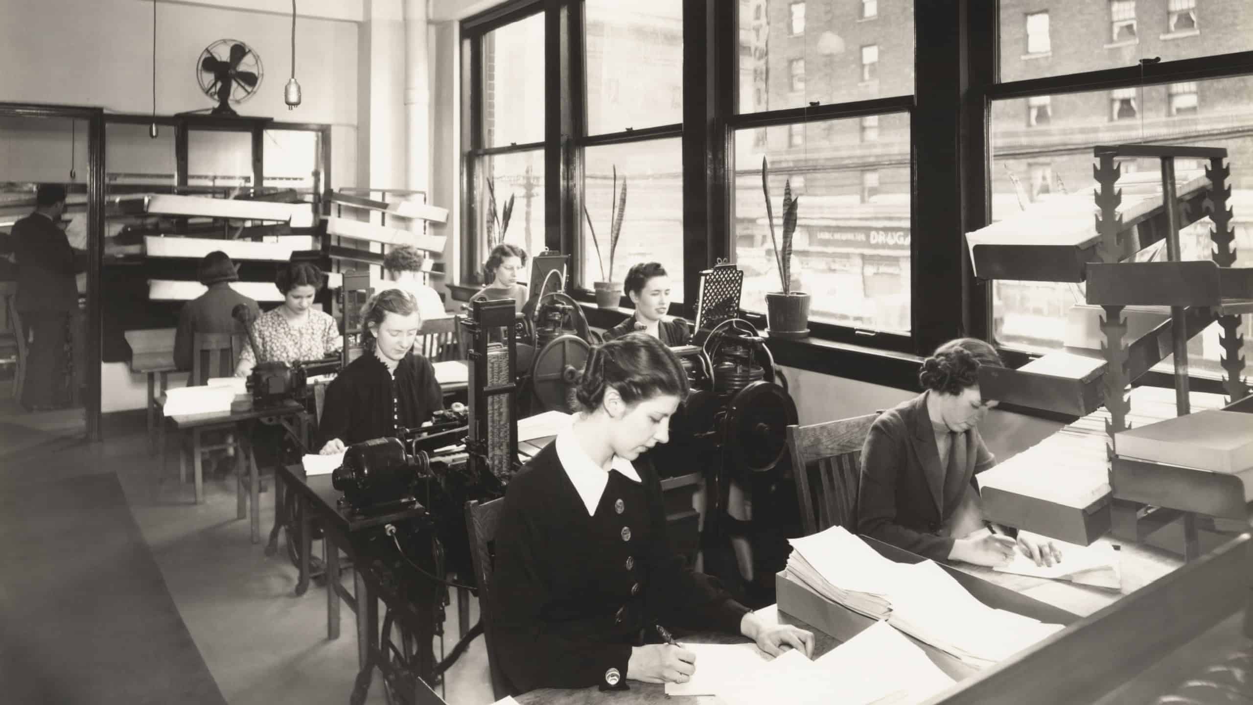 vintage office, secretarial pool