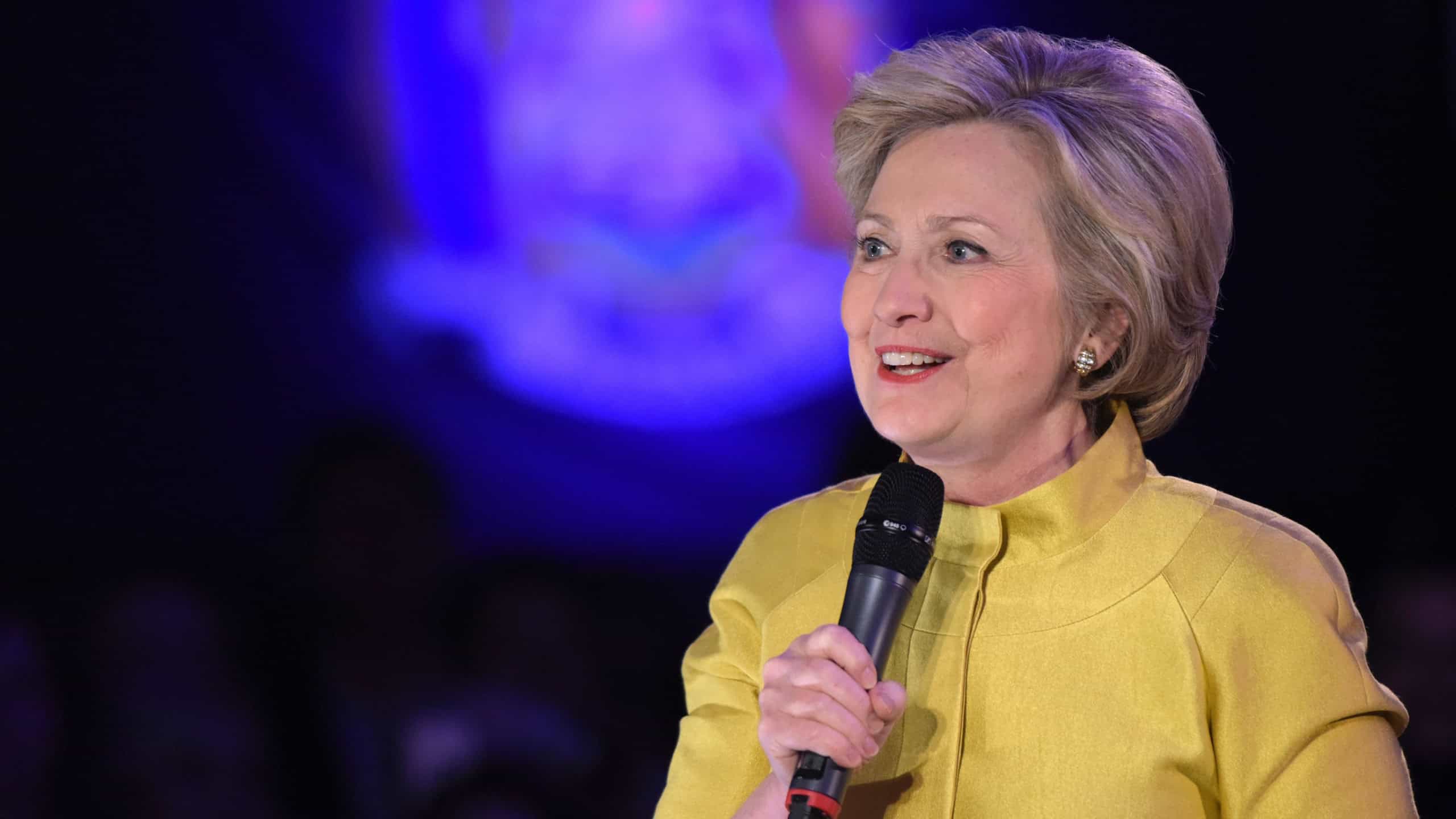 NEW YORK CITY - APRIL 9 2016: Democratic presidential candidate Hillary Clinton campaigned in Sunset Park, Brooklyn, appearing with Congressional representative Nydia Velazquez.