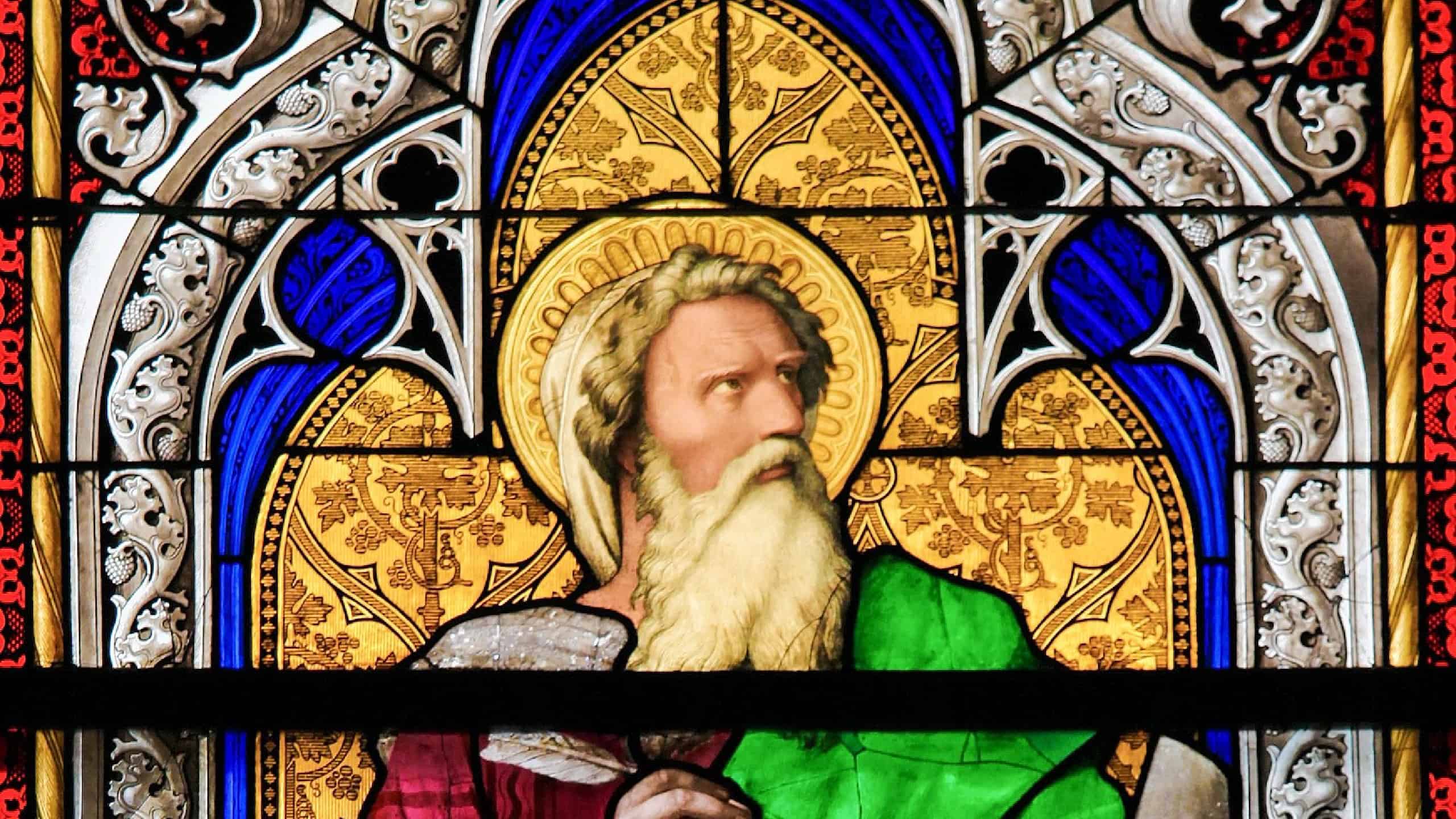 Church window in the Dom of Cologne, Germany, depicting the prophet Ezekiel
