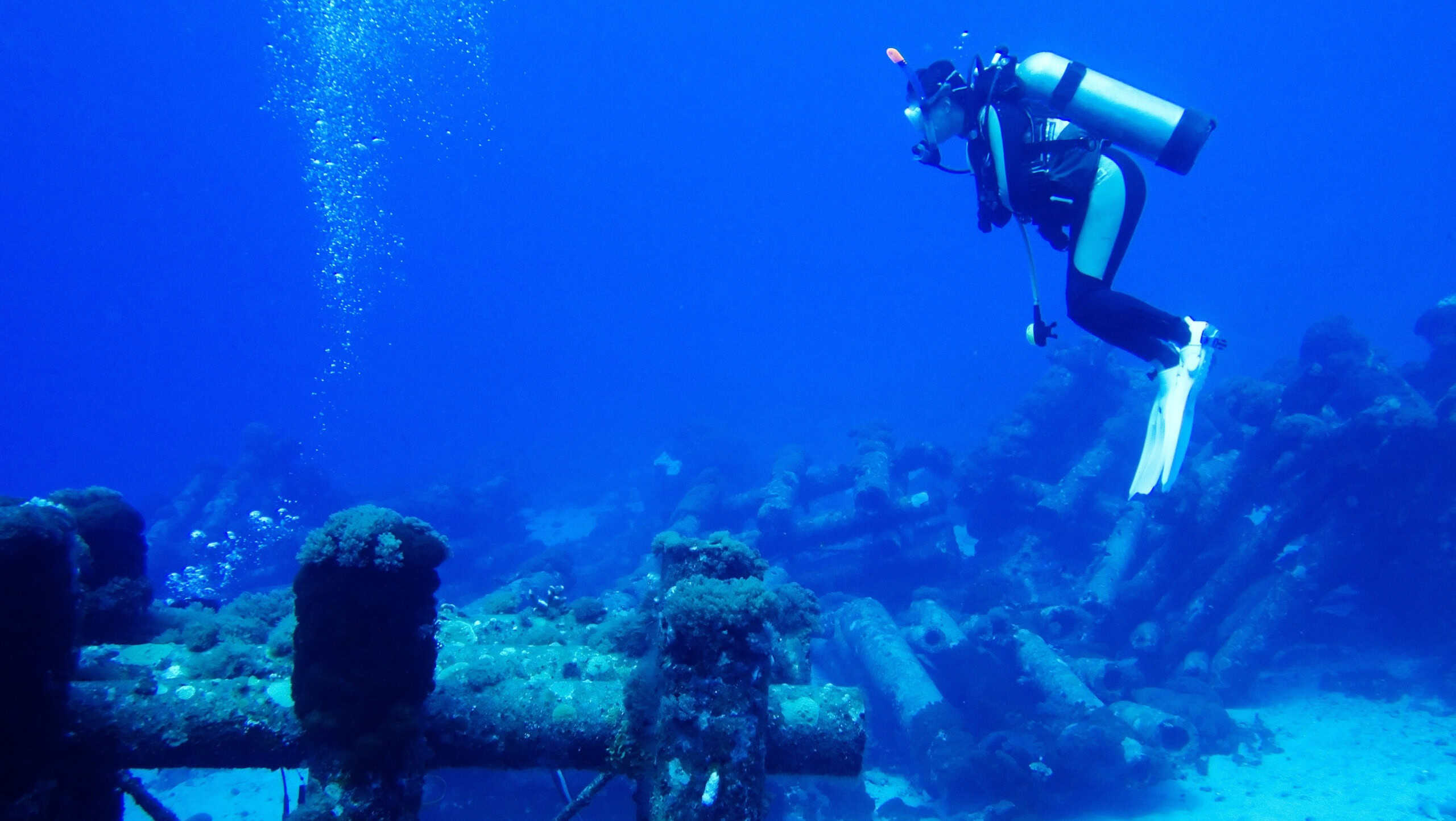 diver swimming underwater