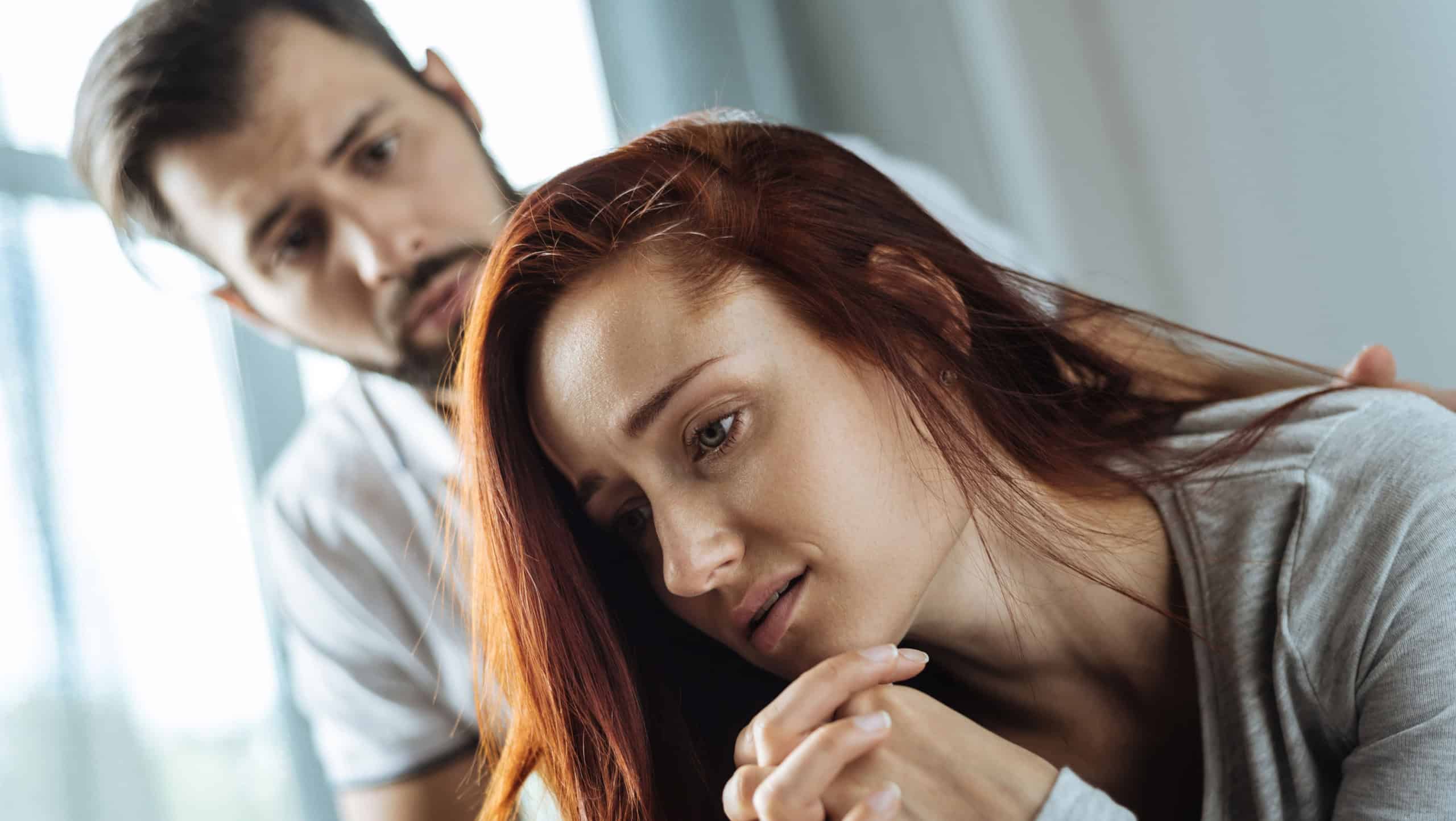 Moody upset woman being stressed out