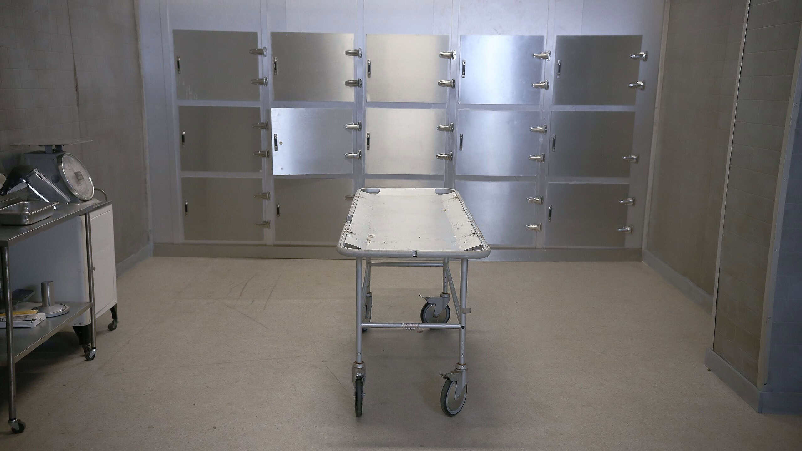A scene in the hospital morgue where corpses are taken after death