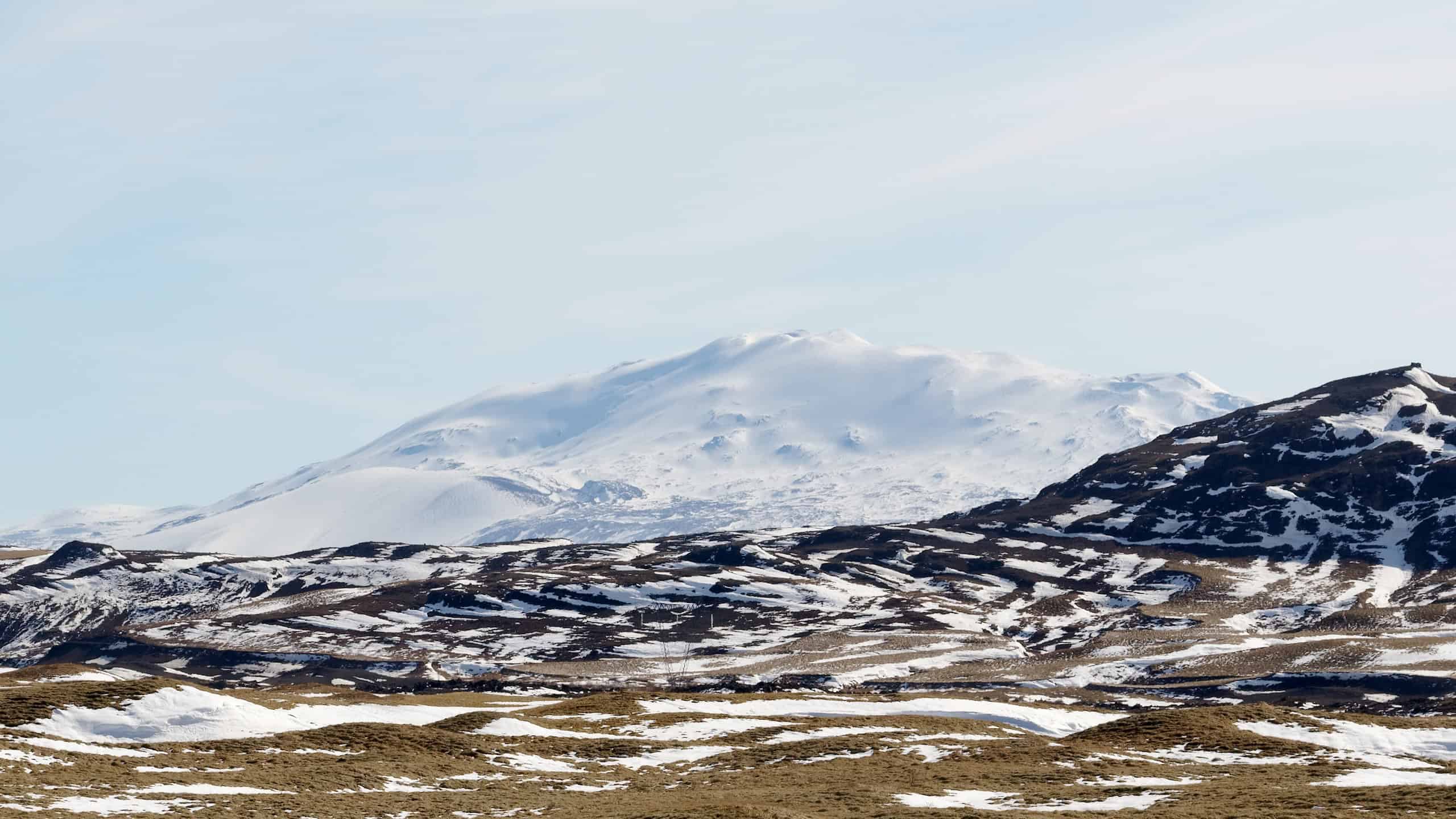 View of Hekla from Road 32, Iceland,