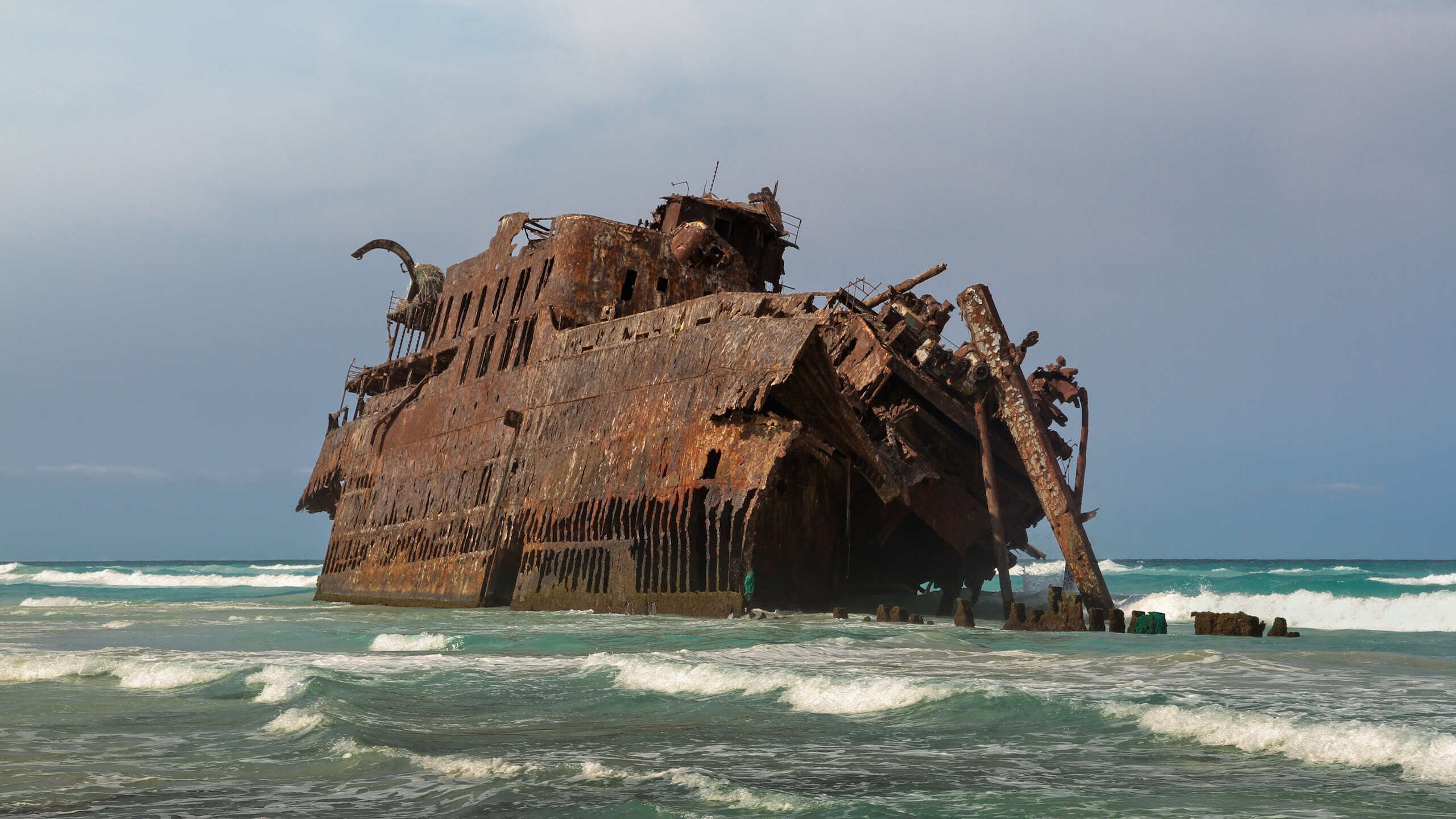 The rusted hulk of the ship, Cabo de Santa Maria