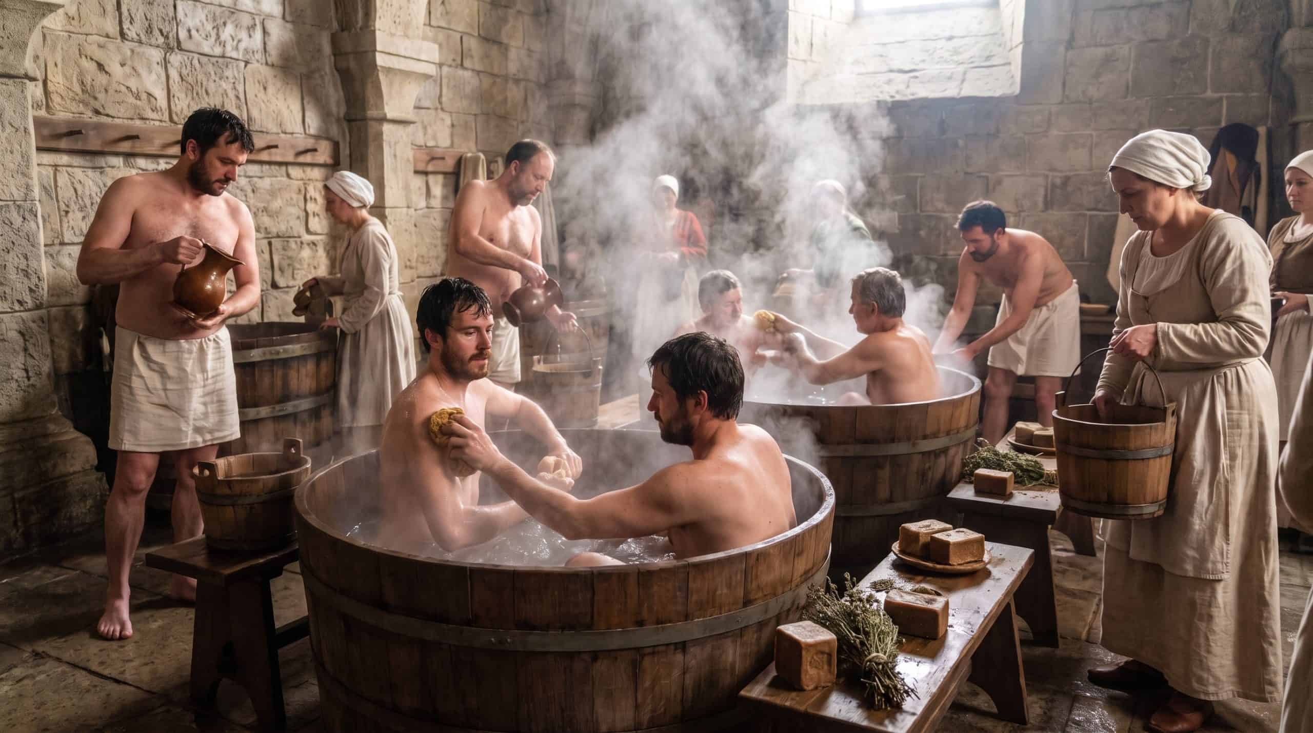 Medieval people used tubs, they still used sewers, they even had soap.