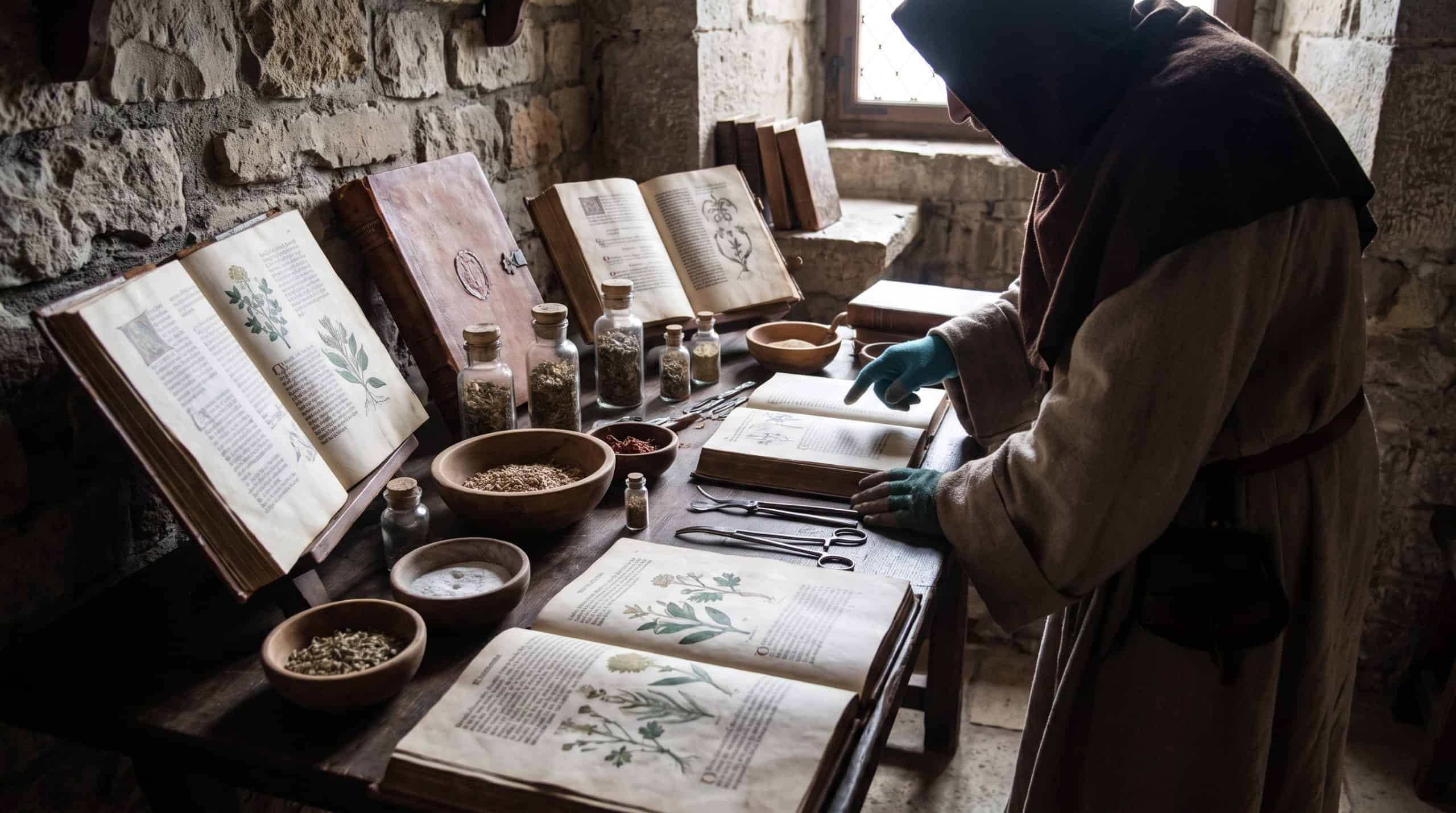 several medieval medical books that had recipes and herbs. They had notes on surgery and how to live healthily, as well as women’s health material.