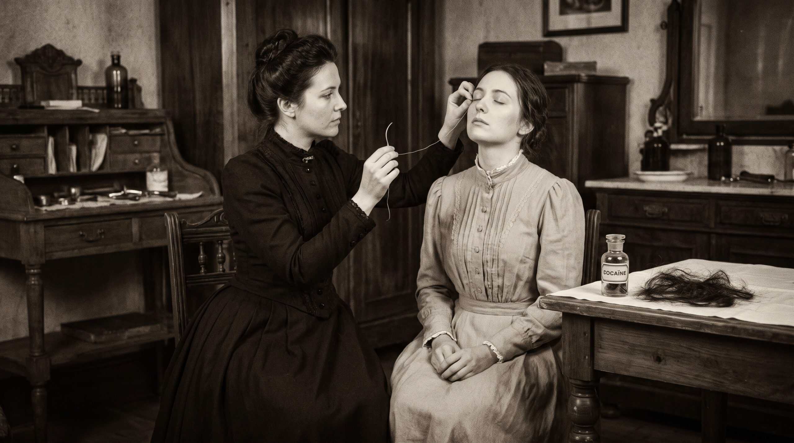 Sewing human hair directly into the eyelids