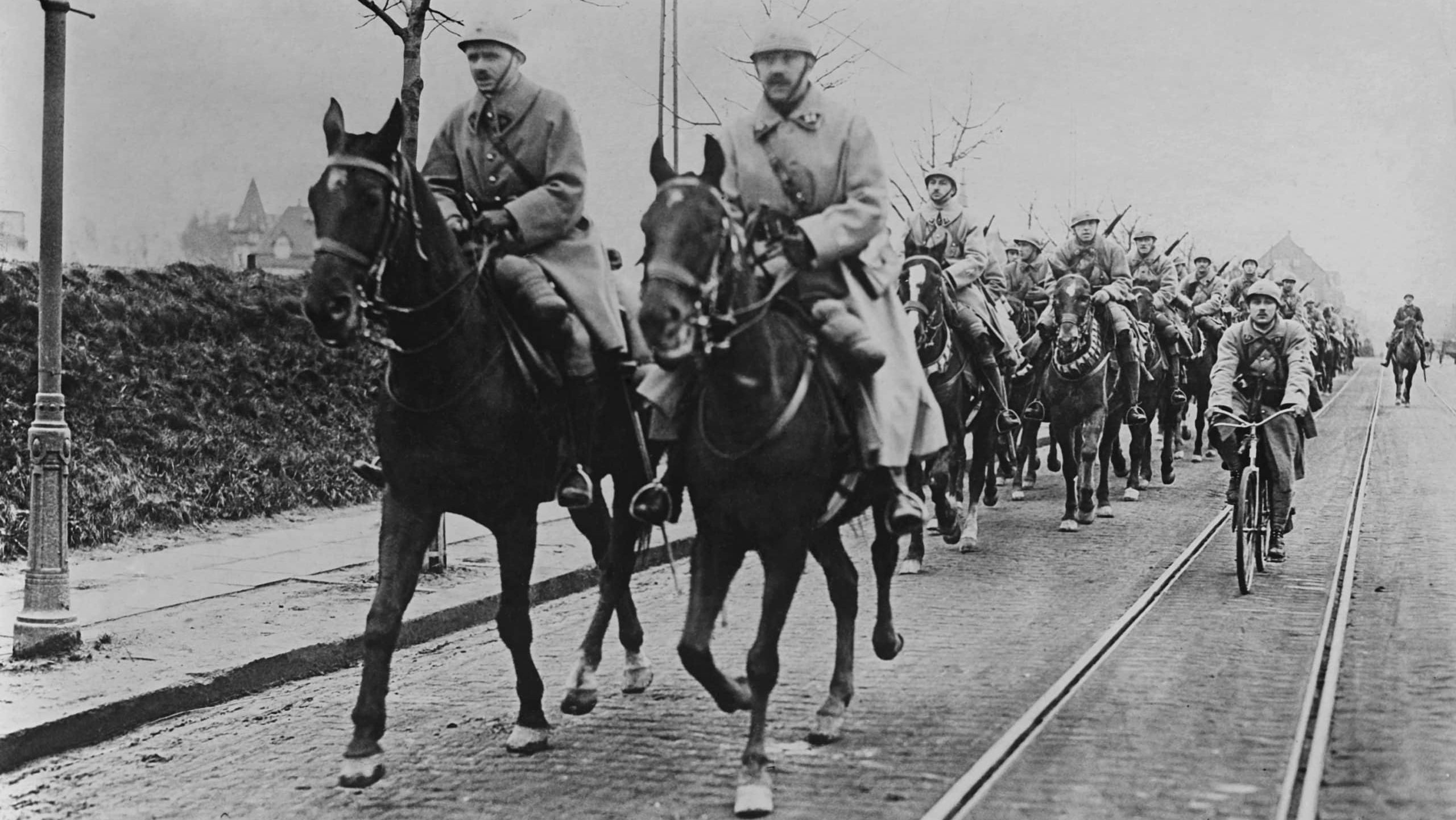French armies occupying Essen in the German coal, iron, and steel producing Ruhr region in January 1923. Their mission was to extract Germanys WW1 reparations in the form of industrial commodities