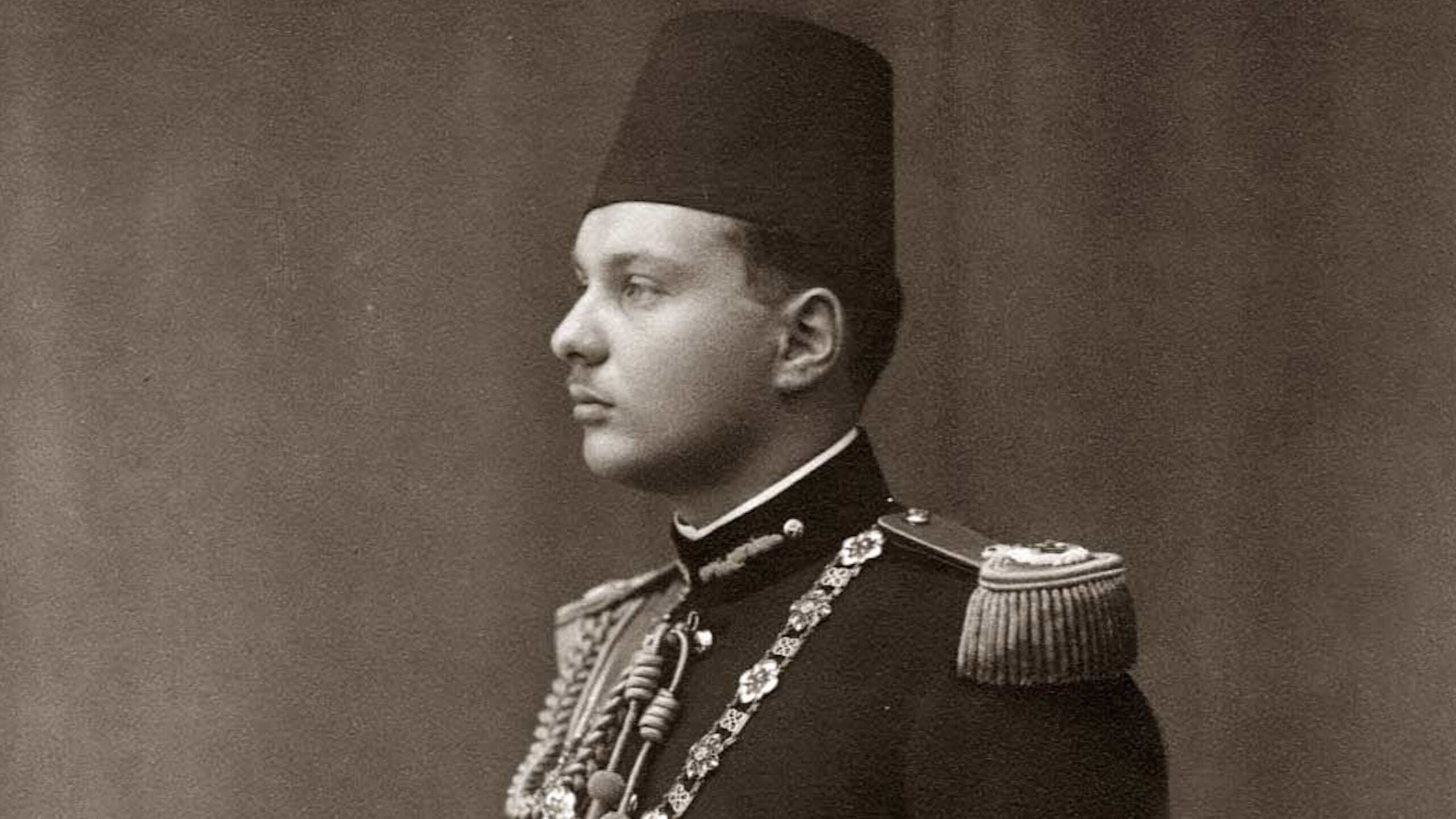 King Farouk I of Egypt in military uniform displaying several medals and decorations.