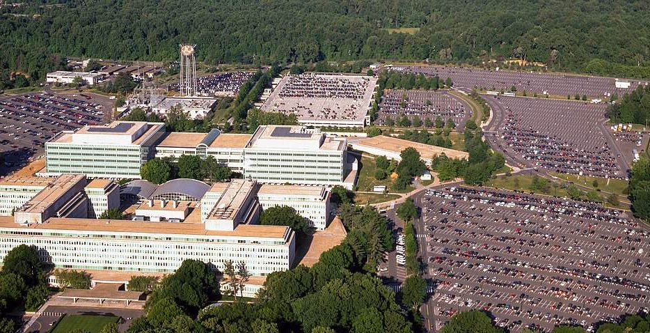 Aerial view of the Central Intelligence Agency headquarters, Langley, Virginia