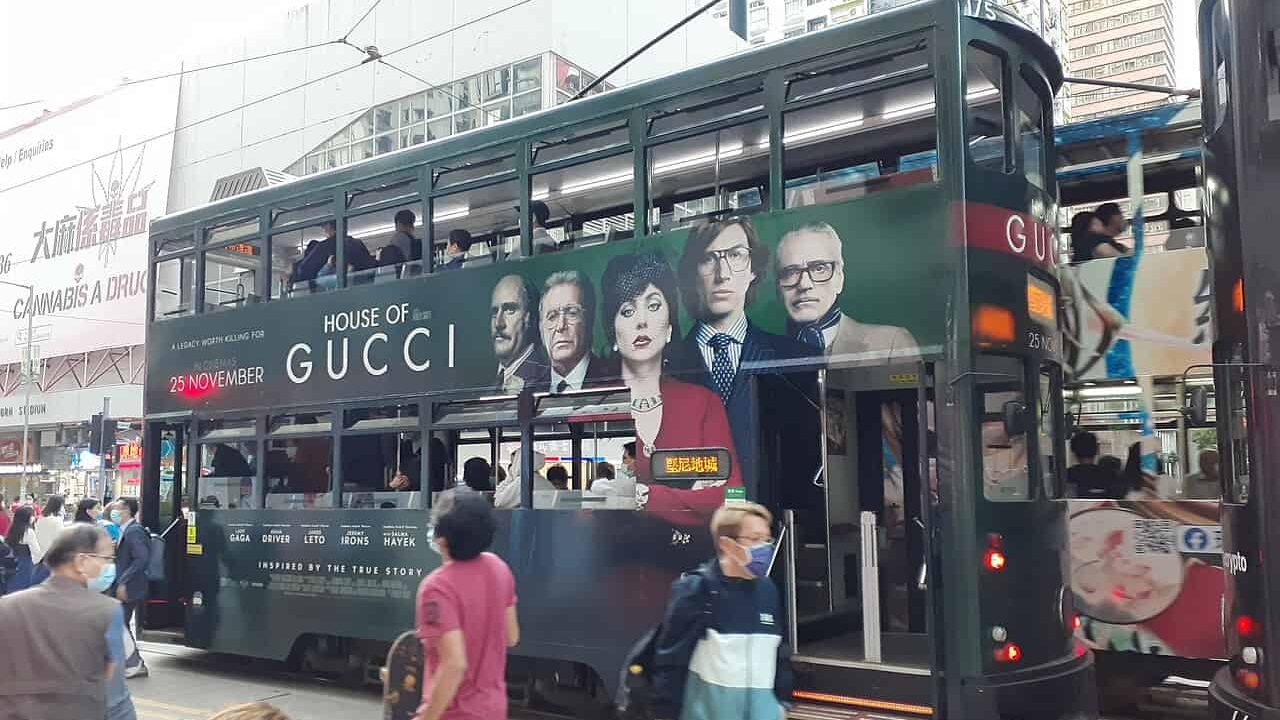 Bus advertising House of Gucci movie