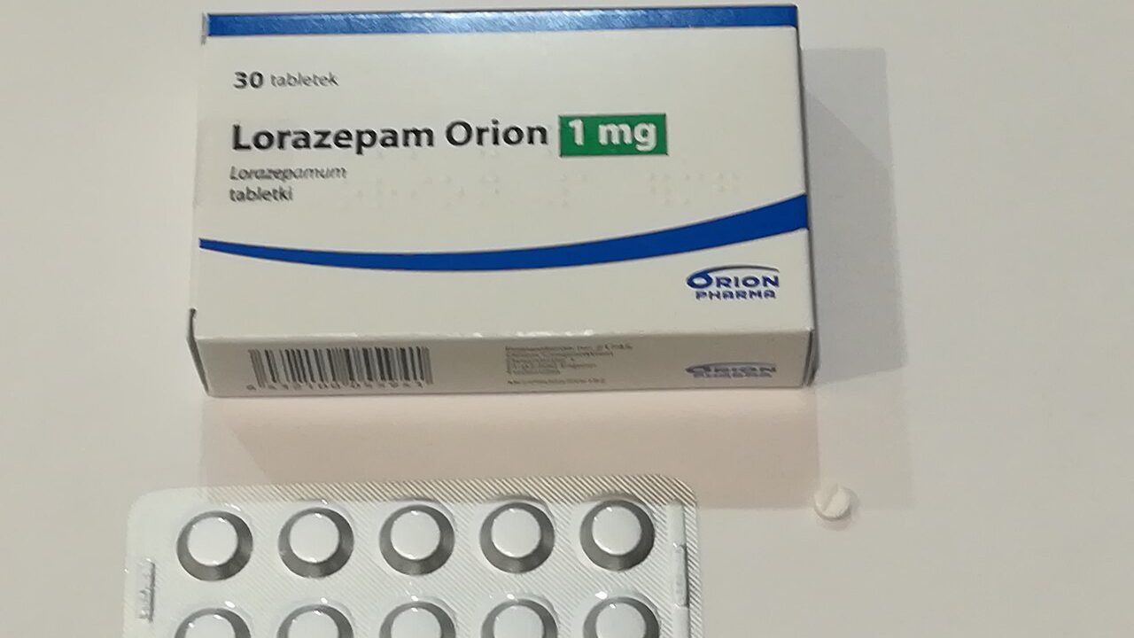A box of 1mg Lorazepam tablets of the brand name Lorazepam Orion