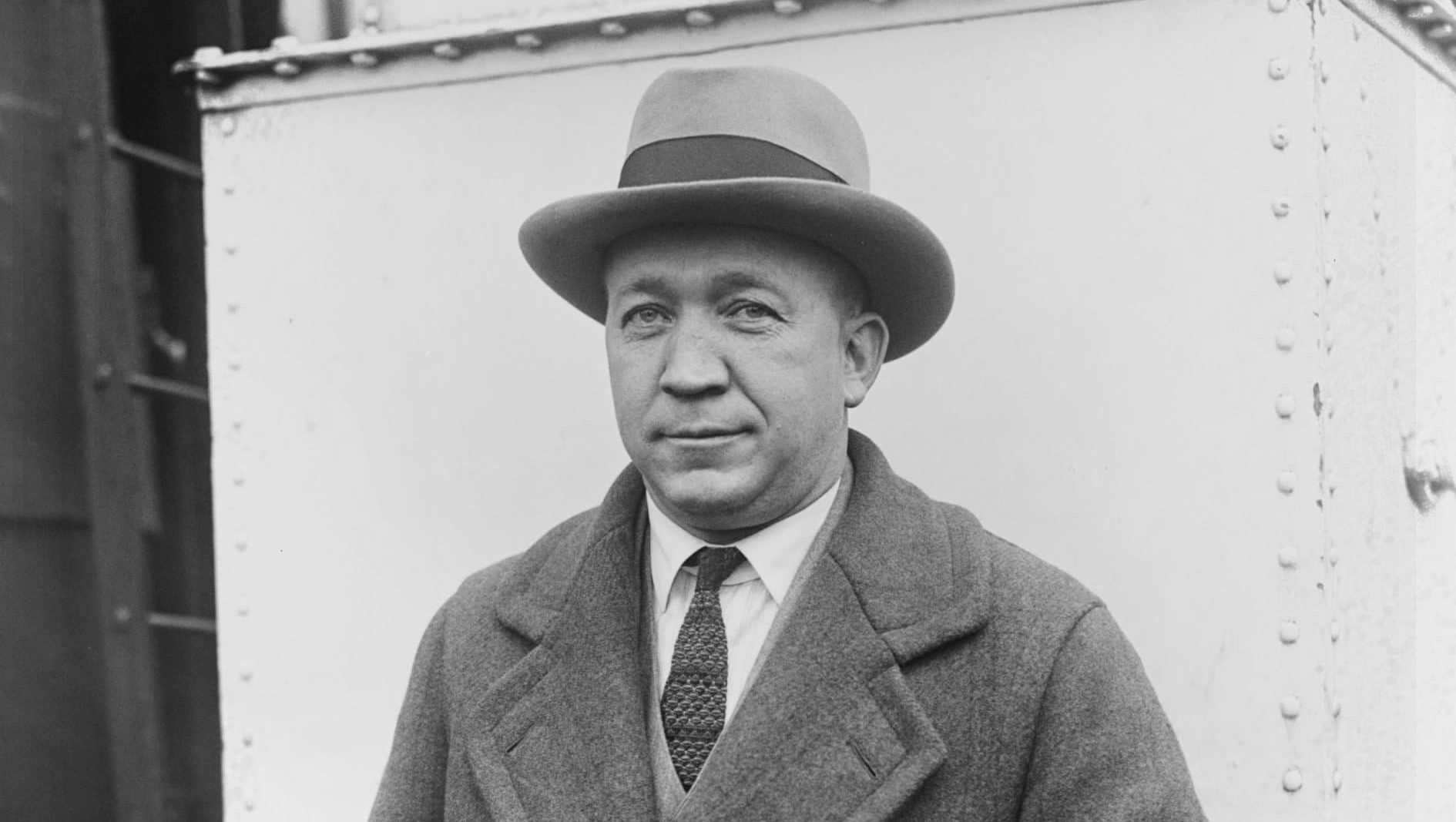 Knute Rockne on ship's deck