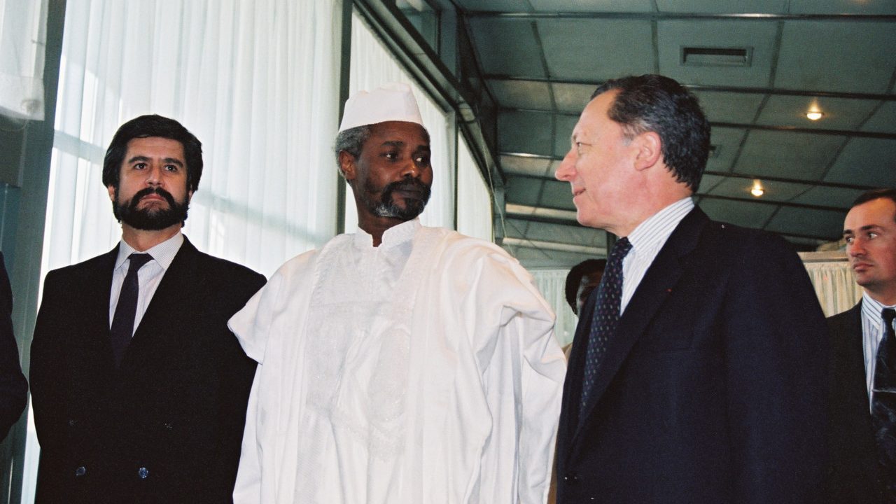 Manuel MarÃn, Hissène Habré and Jacques Delors (from left to right)