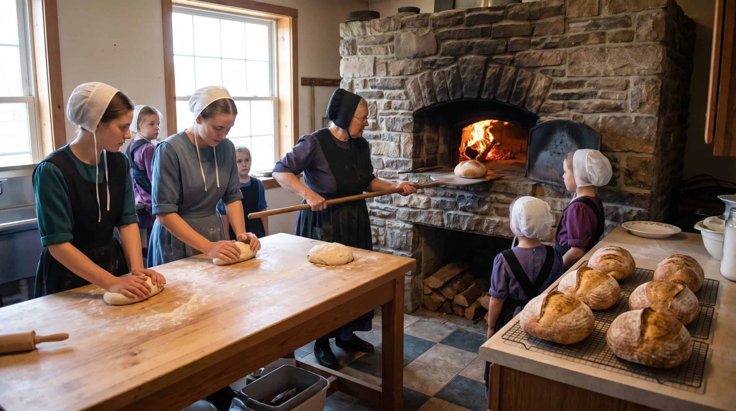 Amish baking bread