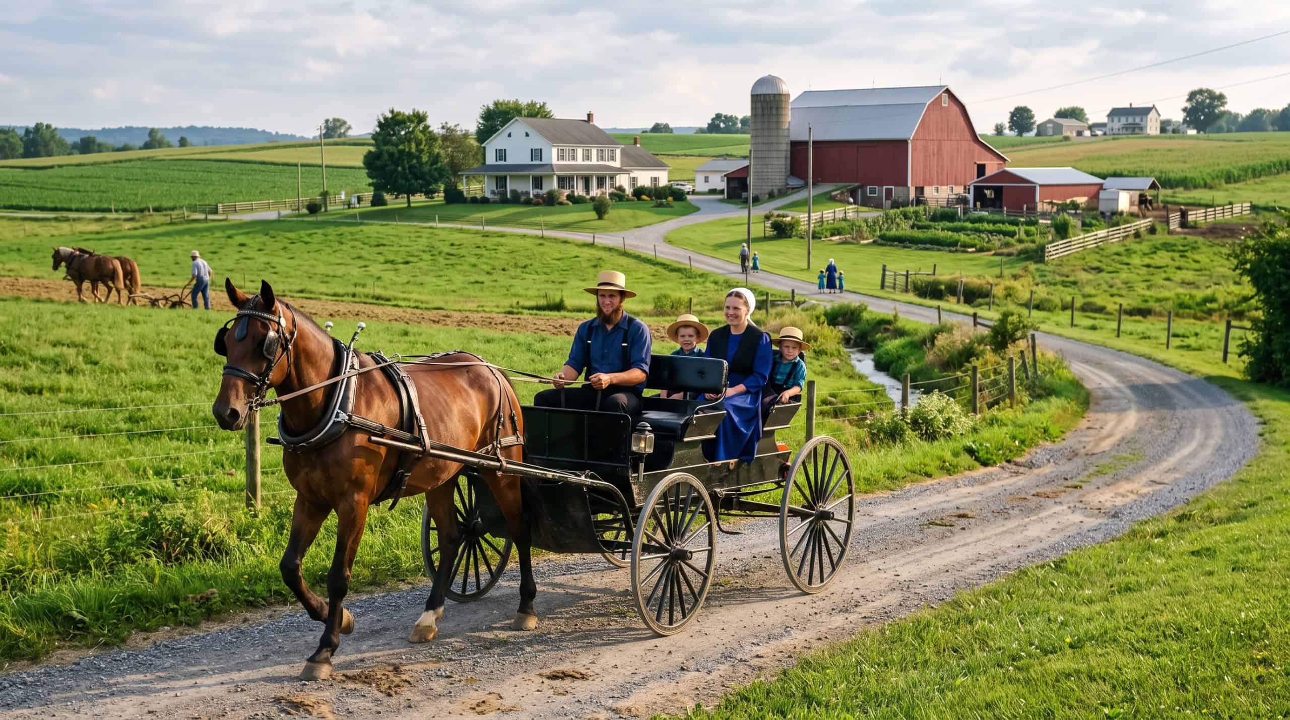 Amish community living a slower pace of life.