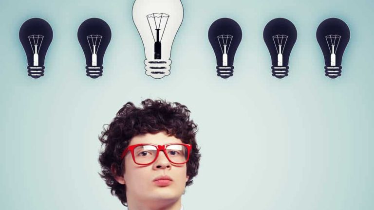 Young man in the process of thinking and finding a solution