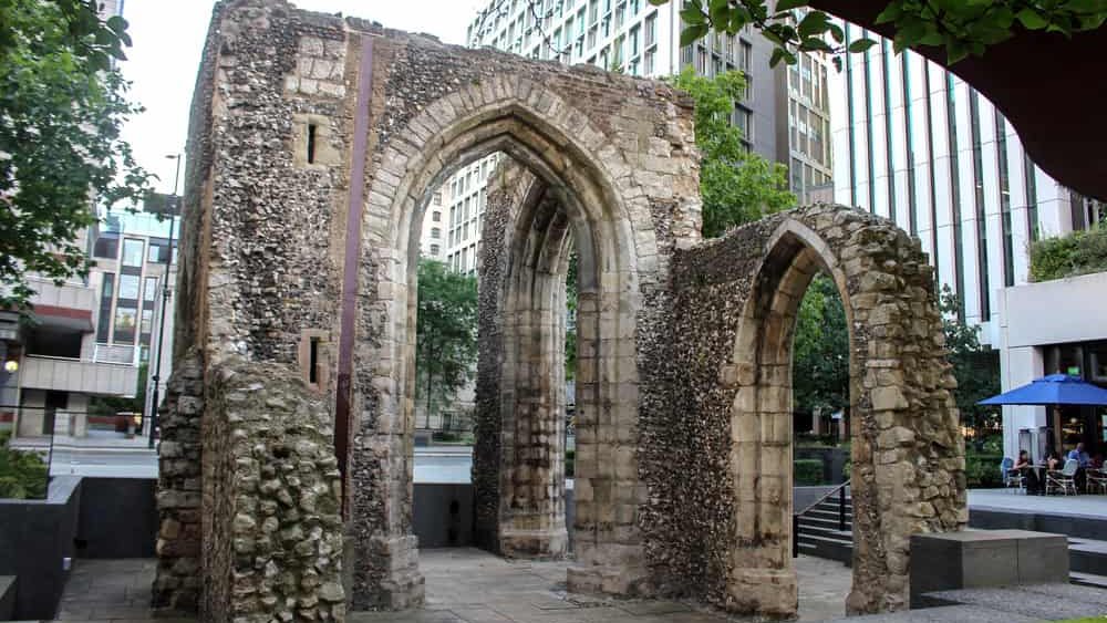London / UK - July 29 2020: The London Wall Roman ruins, City of London