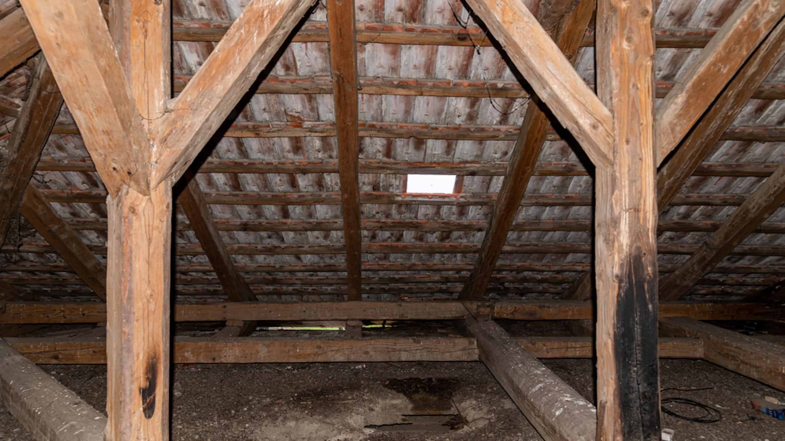 Old garret, attic loft. Empty and haunted attic