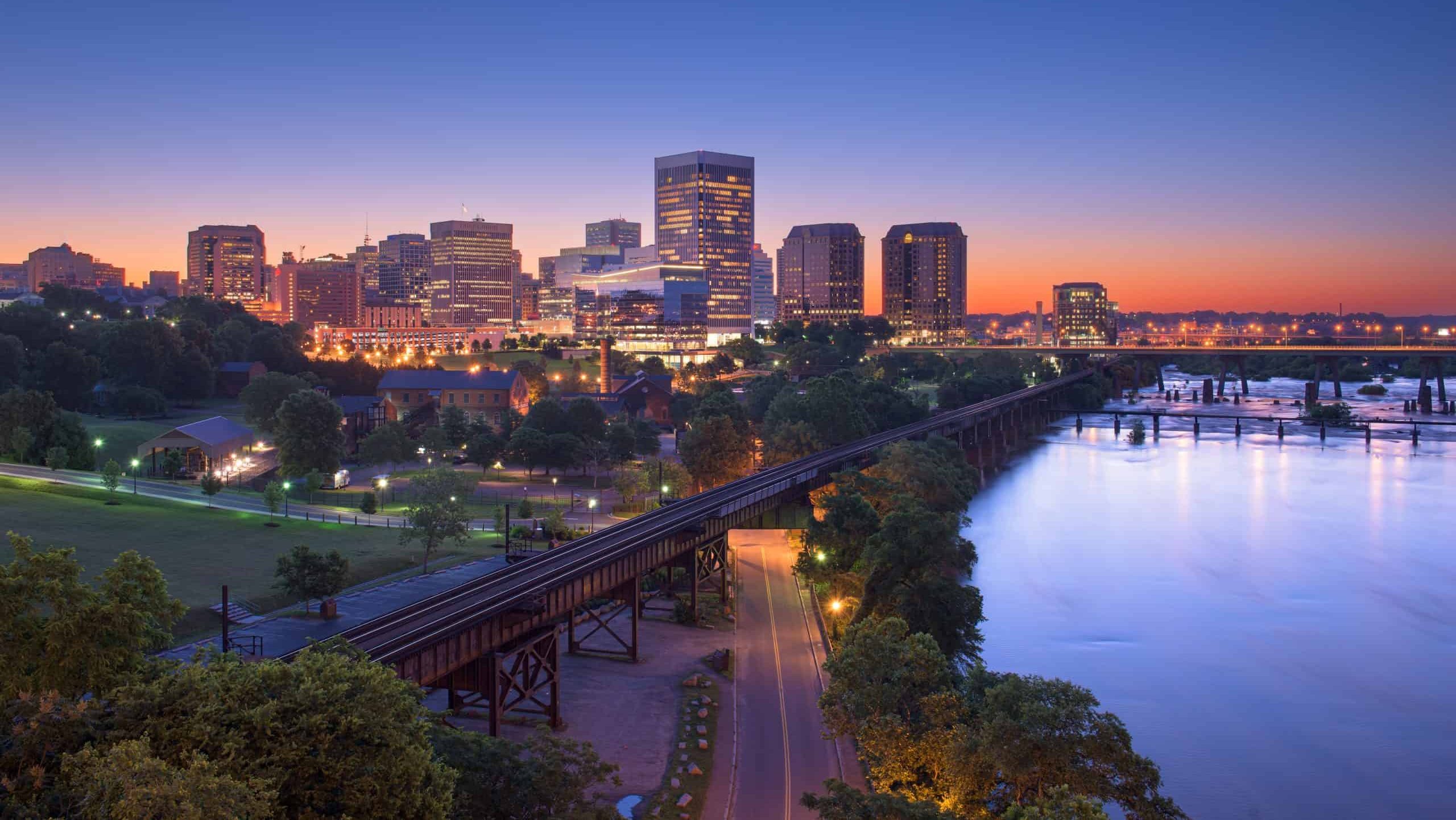 Richmond, Virginia, USA downtown skyline at dawn.